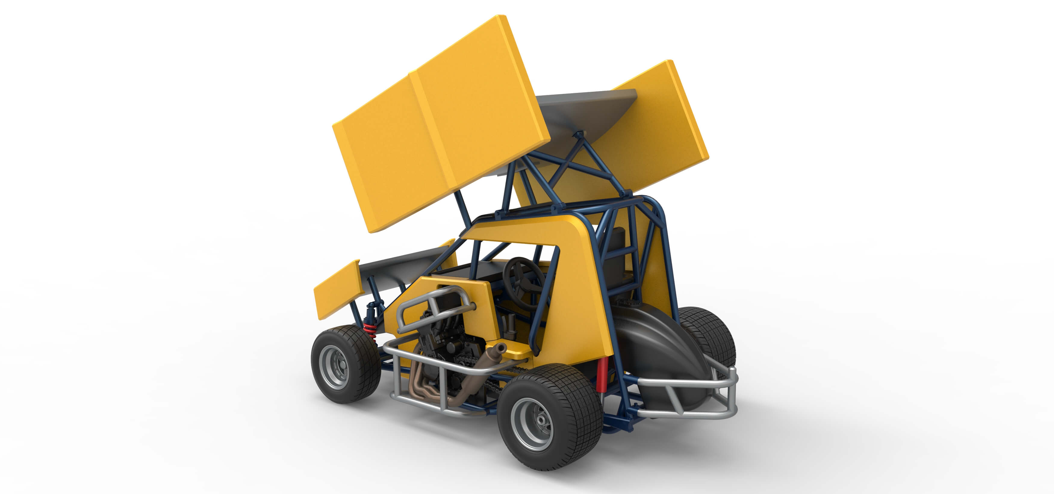 Winged 600 Micro Sprint Car Scale 1:25 3D Model