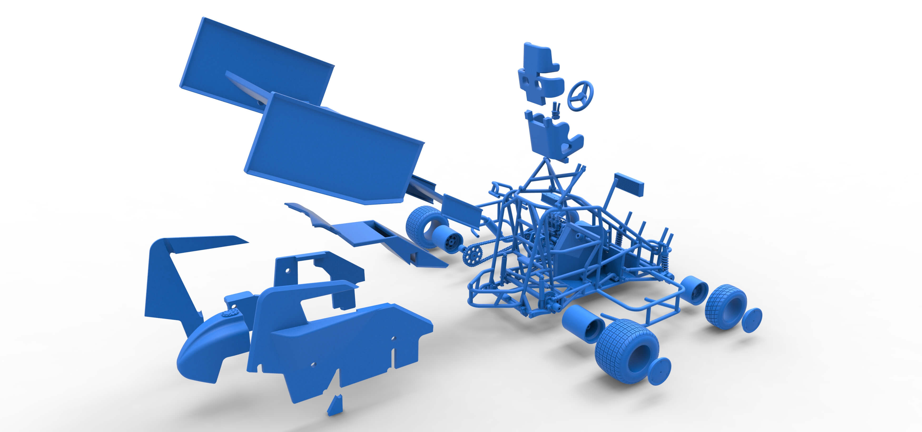 Winged 600 Micro Sprint Car Scale 1:25 3D Model