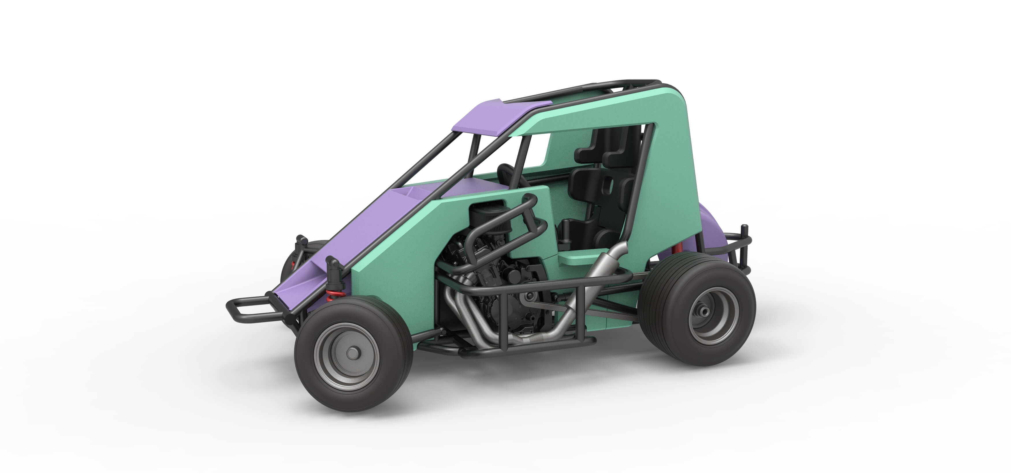 600 Micro Sprint Car While Turning 1:25 3D Model