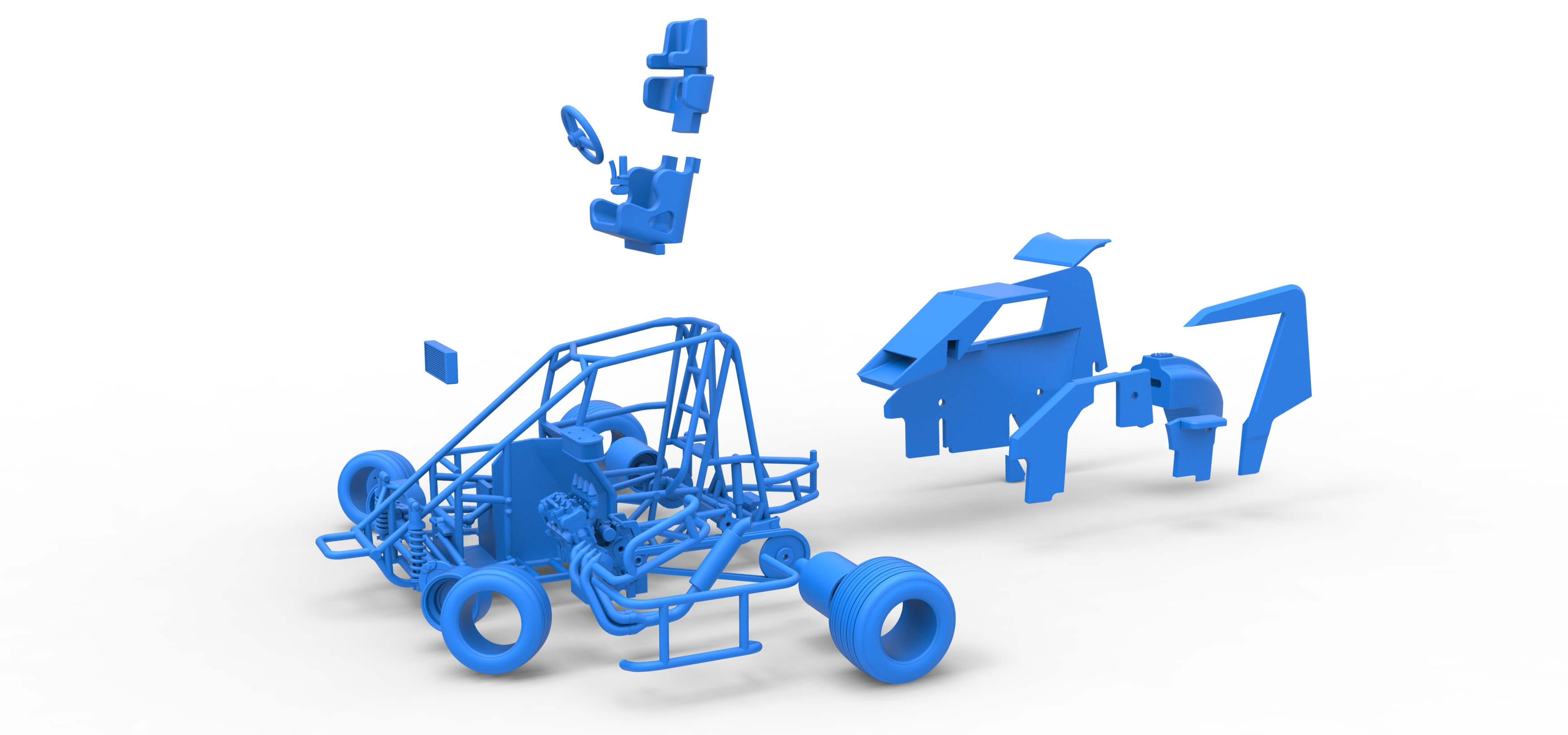 600 Micro Sprint Car While Turning 1:25 3D Model