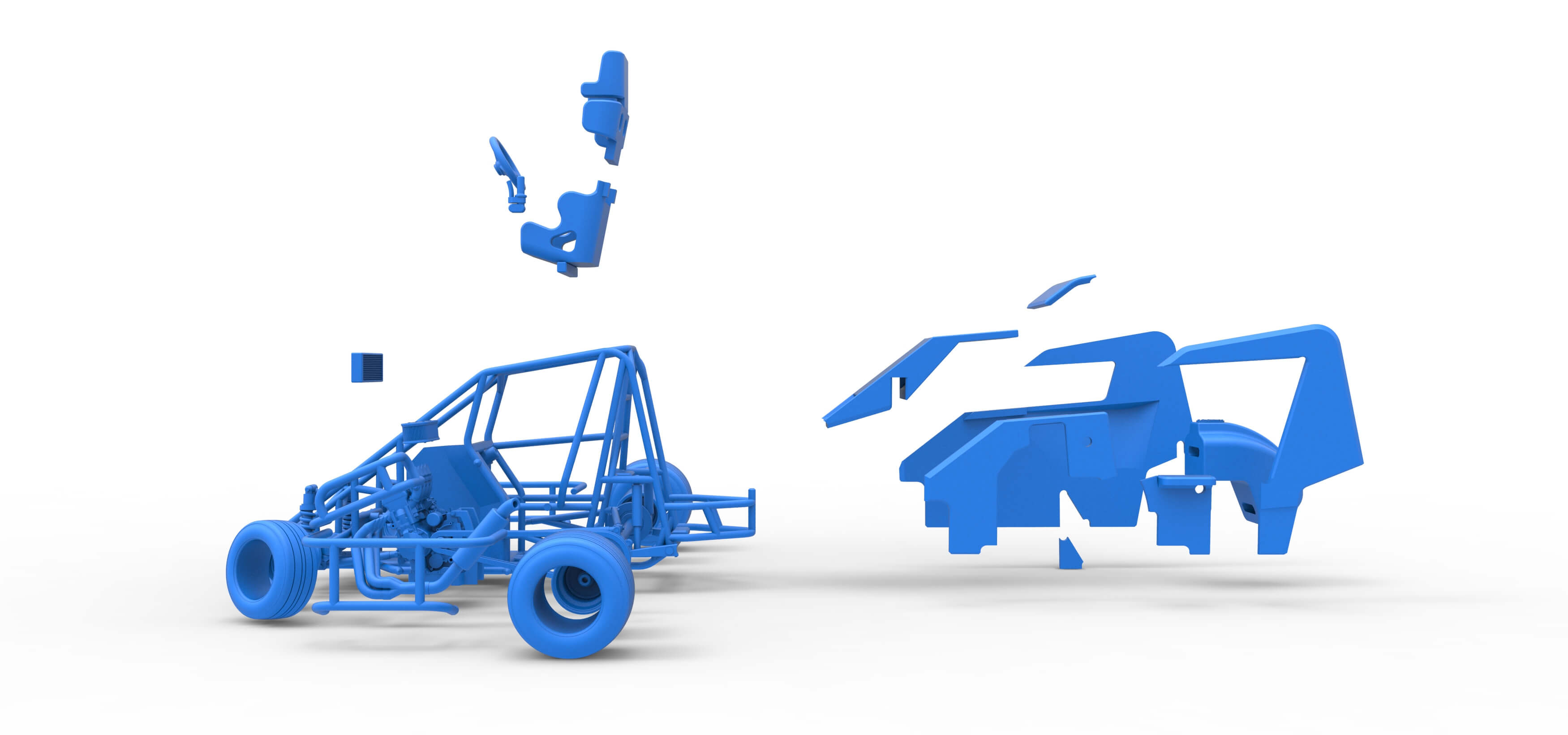 600 Micro Sprint Car While Turning 1:25 3D Model