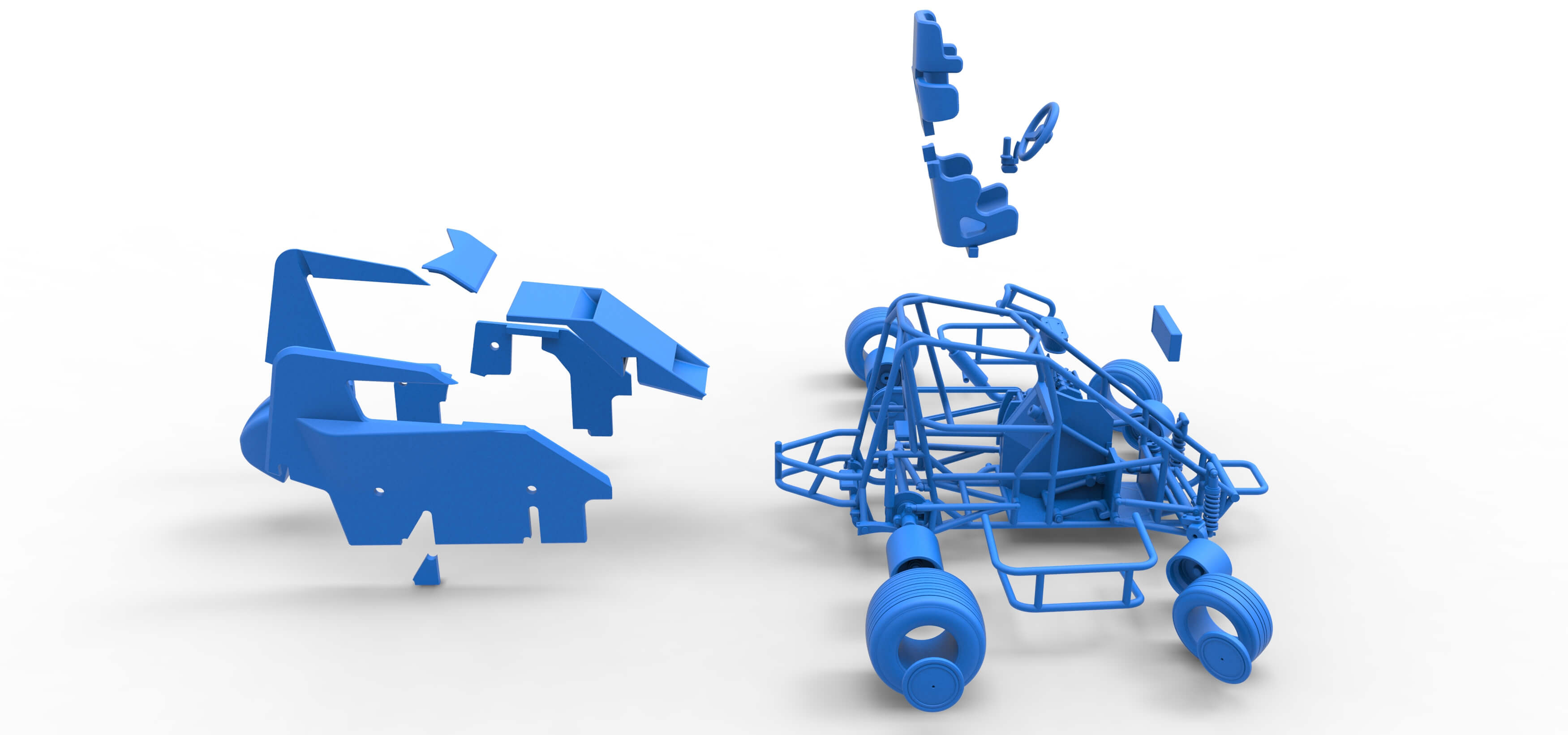 600 Micro Sprint Car While Turning 1:25 3D Model