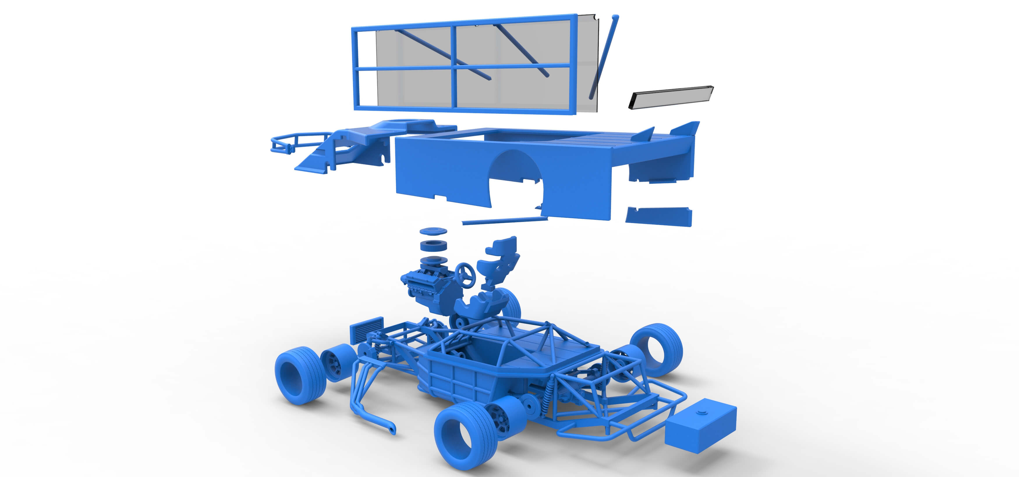 Asphalt Modified Stock Car With Side Wing 1:25 3D Model