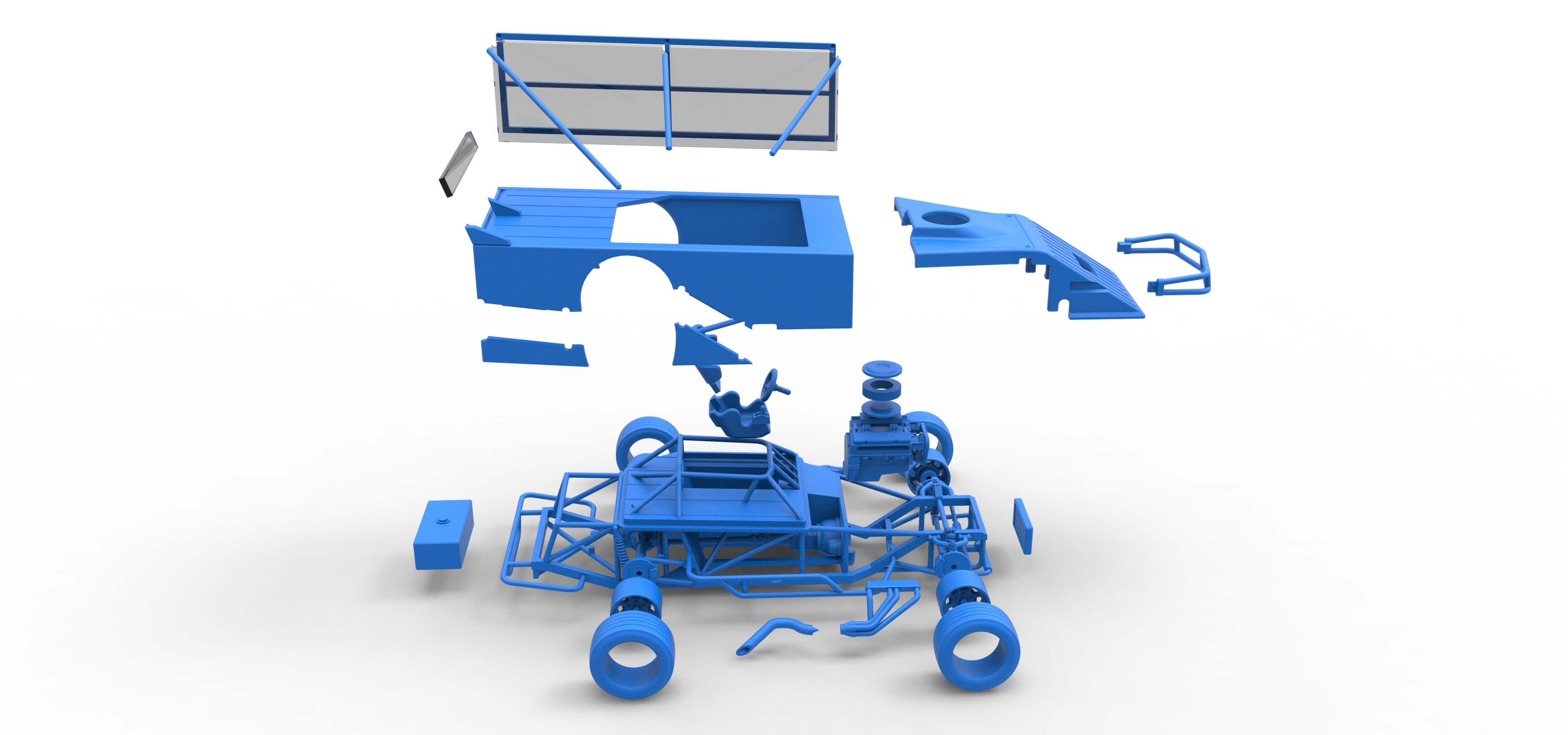 Asphalt Modified Stock Car With Side Wing 1:25 3D Model