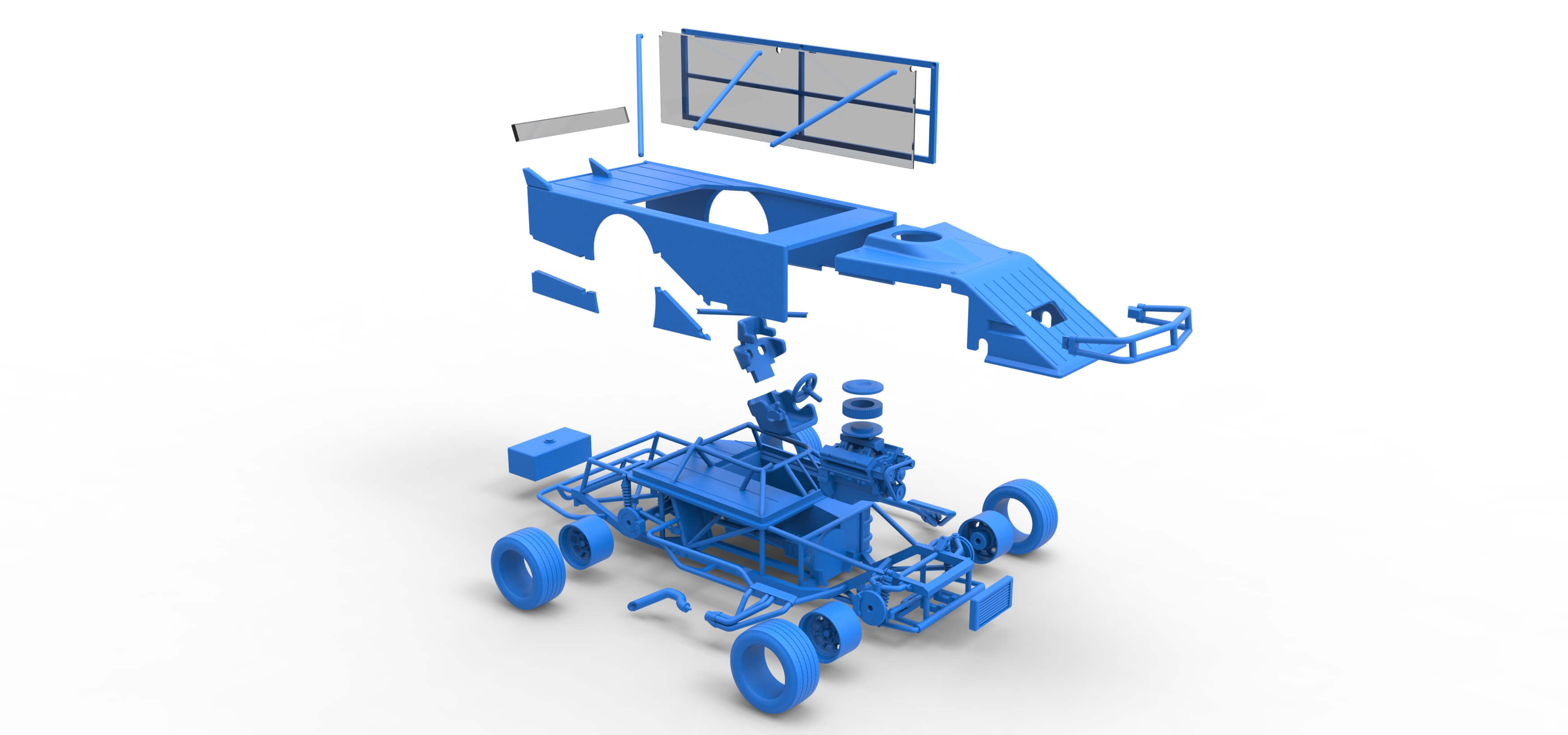 Asphalt Modified Stock Car With Side Wing 1:25 3D Model