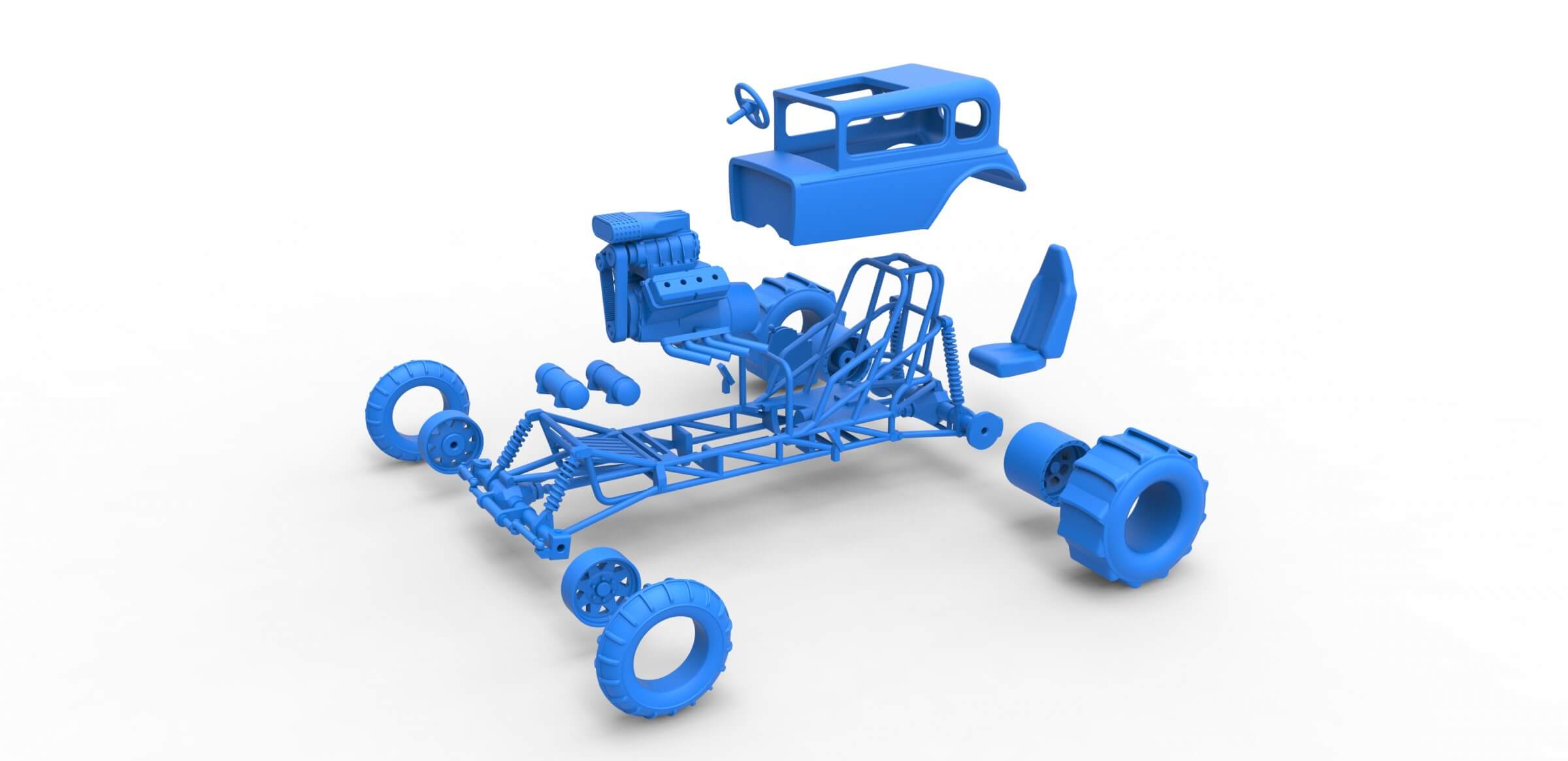 Mud Dragster Hot Rod 1:25 3D Model