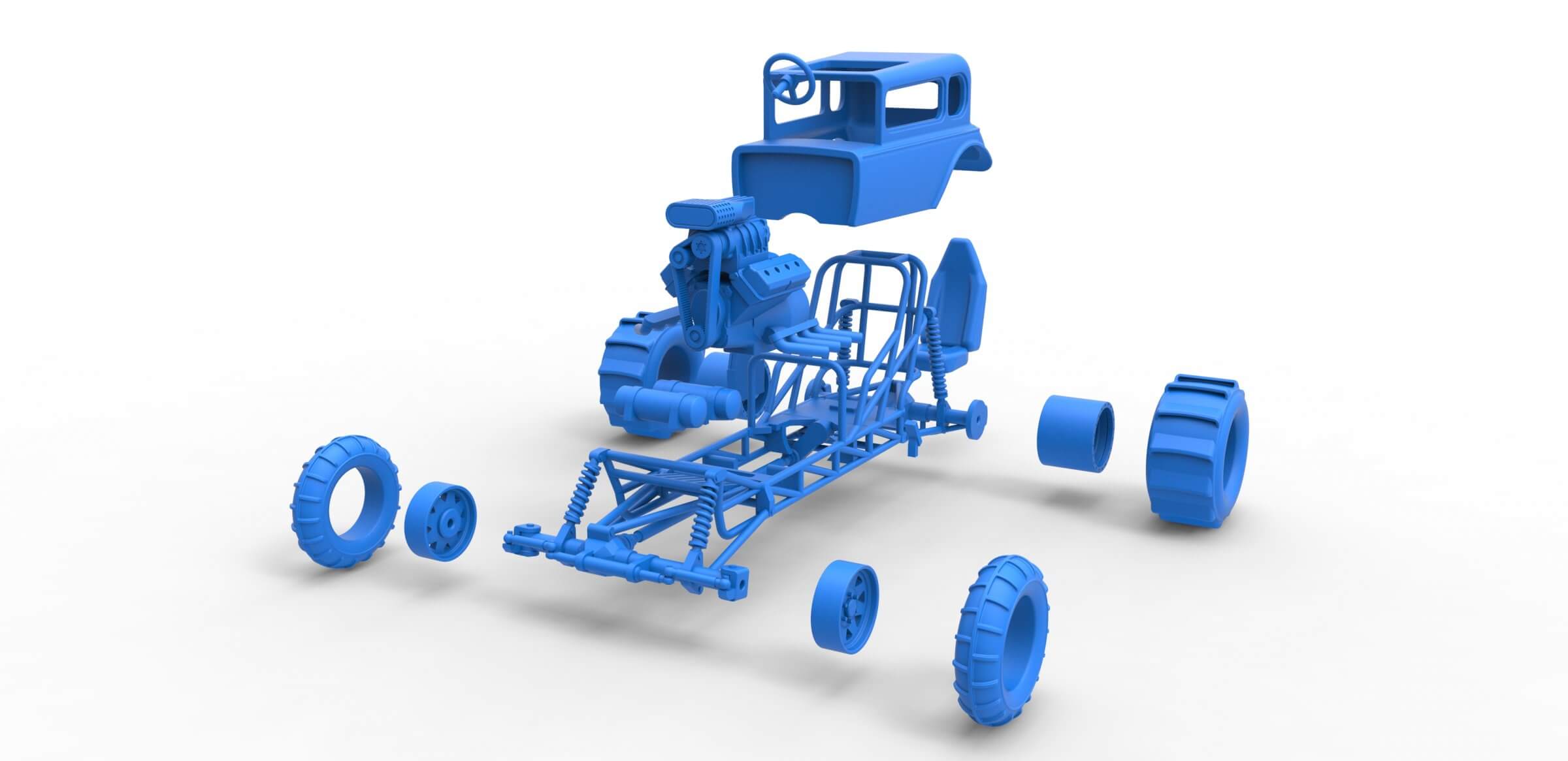 Mud Dragster Hot Rod 1:25 3D Model