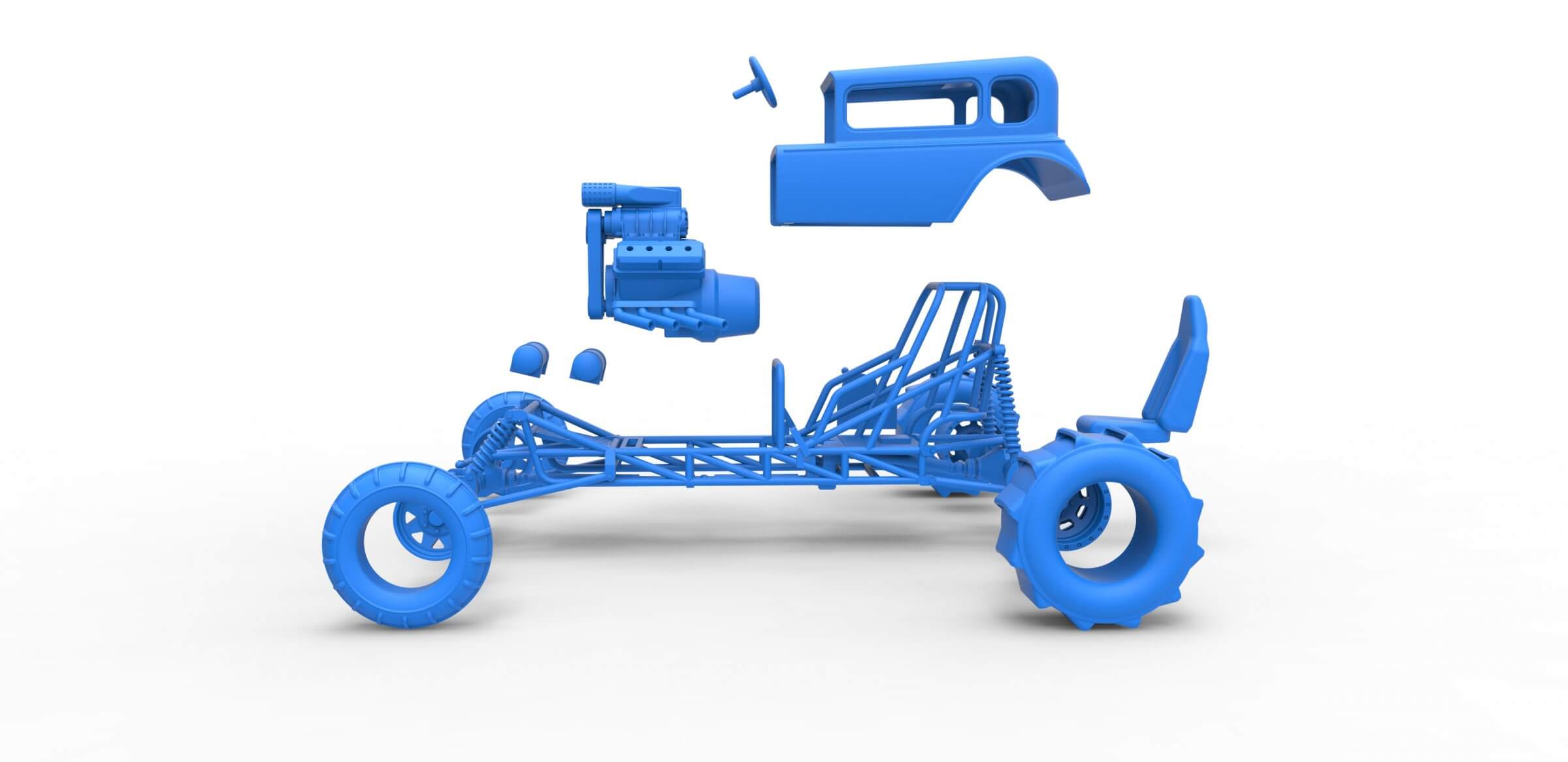 Mud Dragster Hot Rod 1:25 3D Model