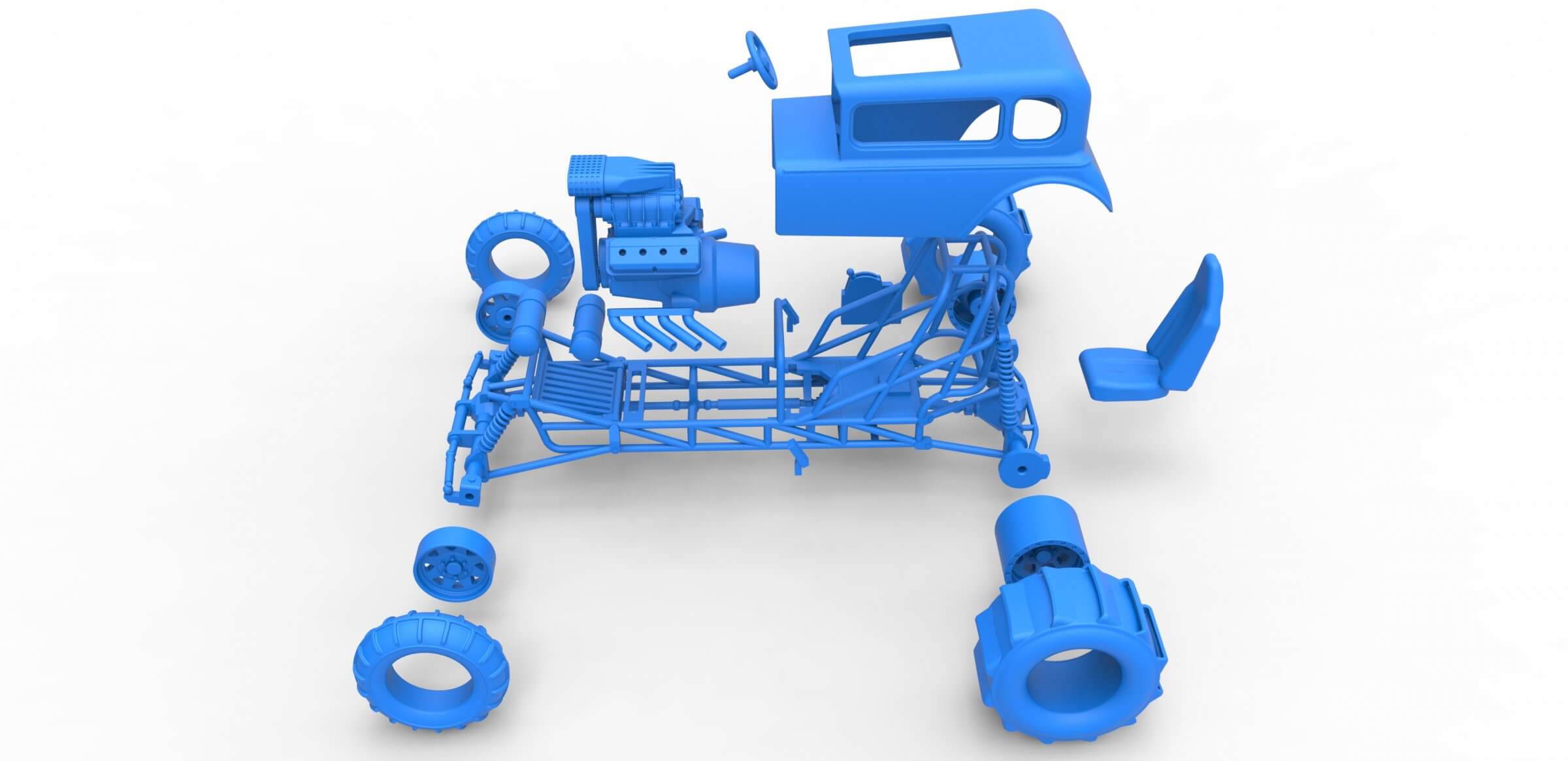 Mud Dragster Hot Rod 1:25 3D Model