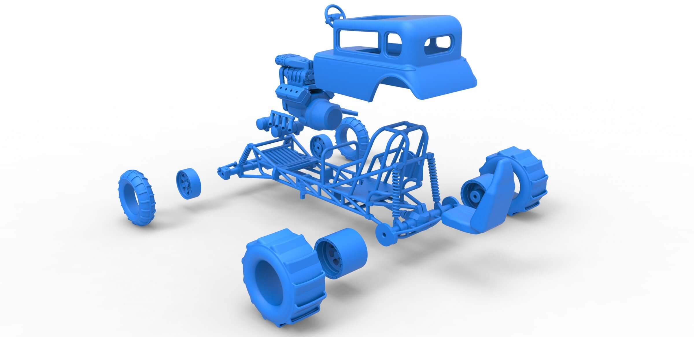 Mud Dragster Hot Rod 1:25 3D Model