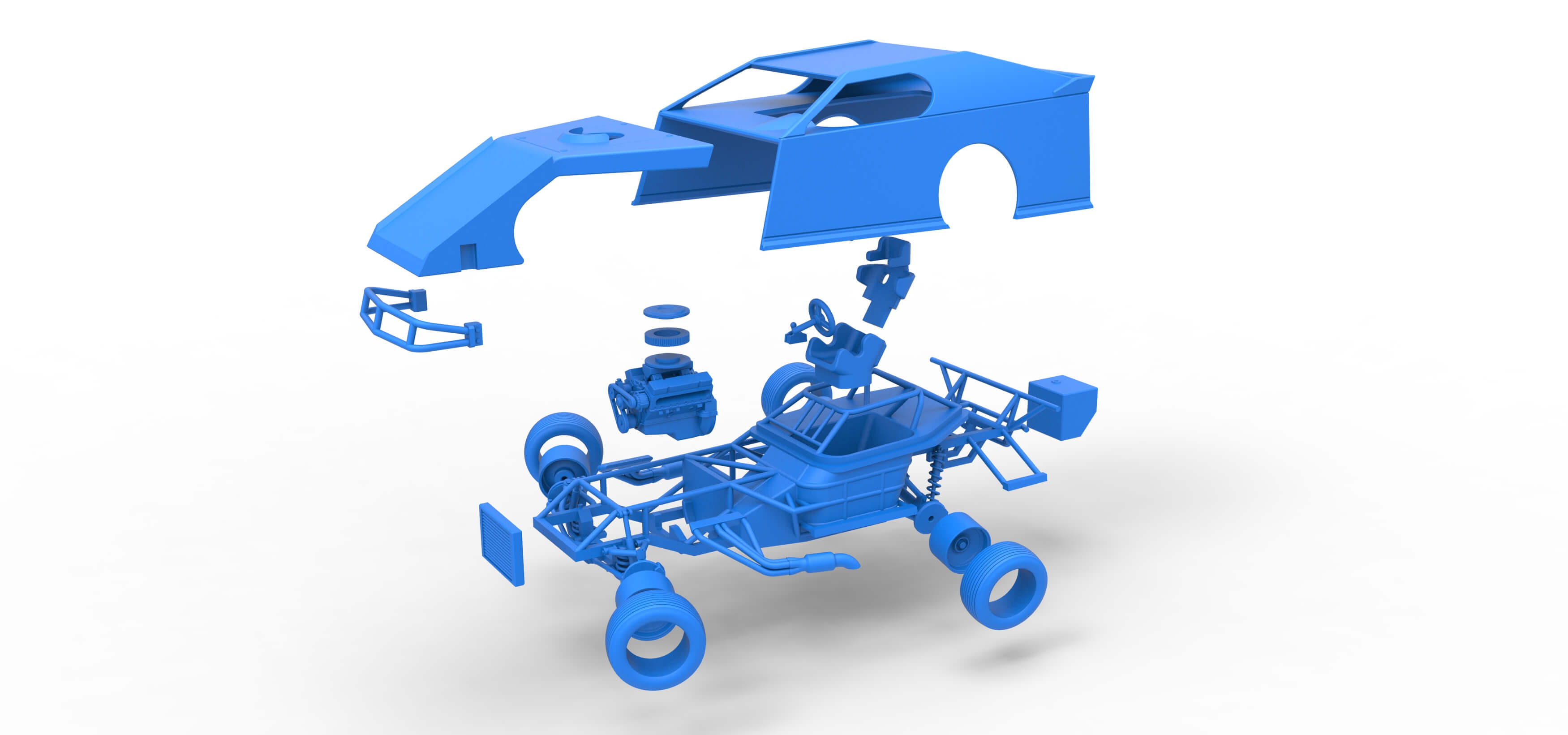 Dirt Modified Stock Car While Turning 1:25 3D Model