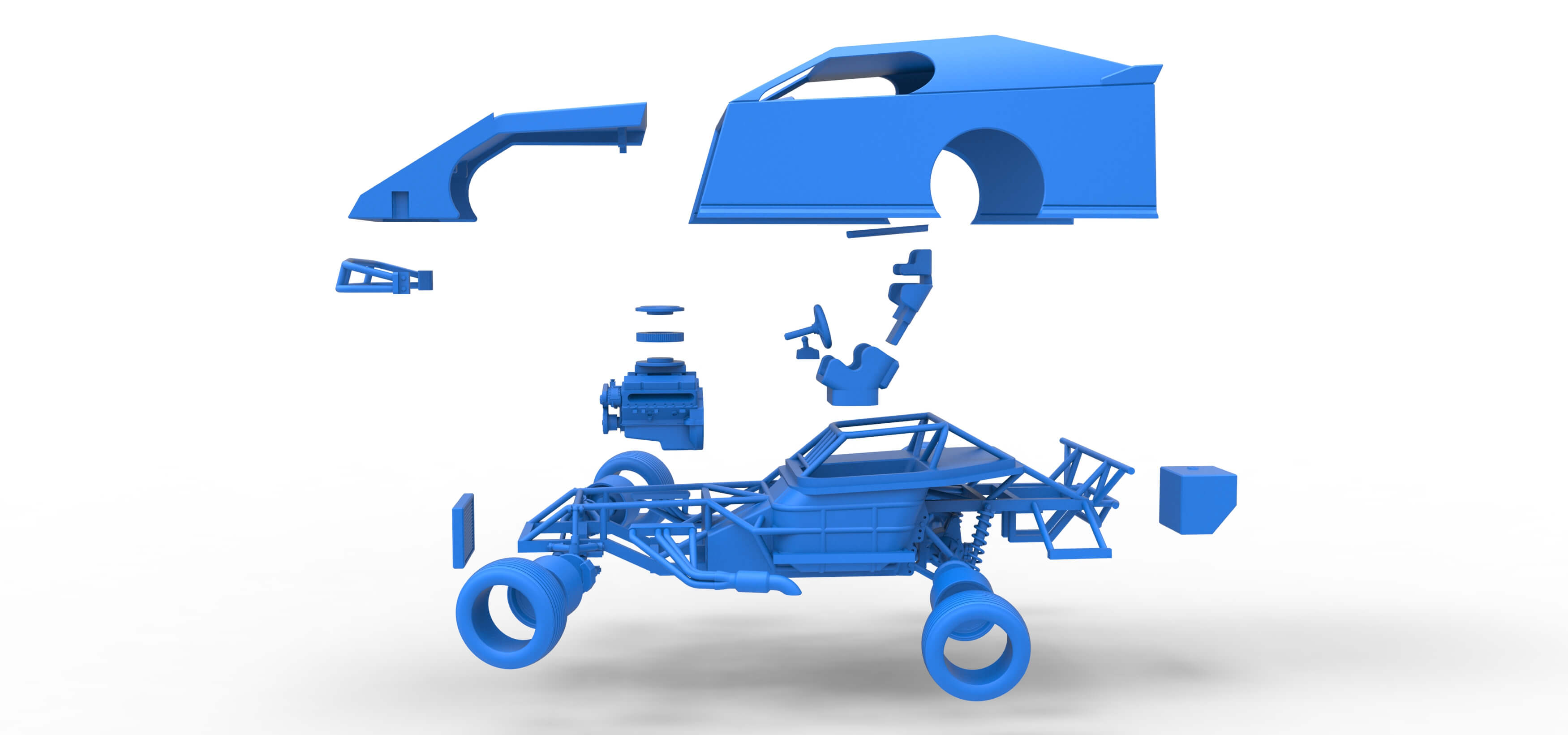 Dirt Modified Stock Car While Turning 1:25 3D Model