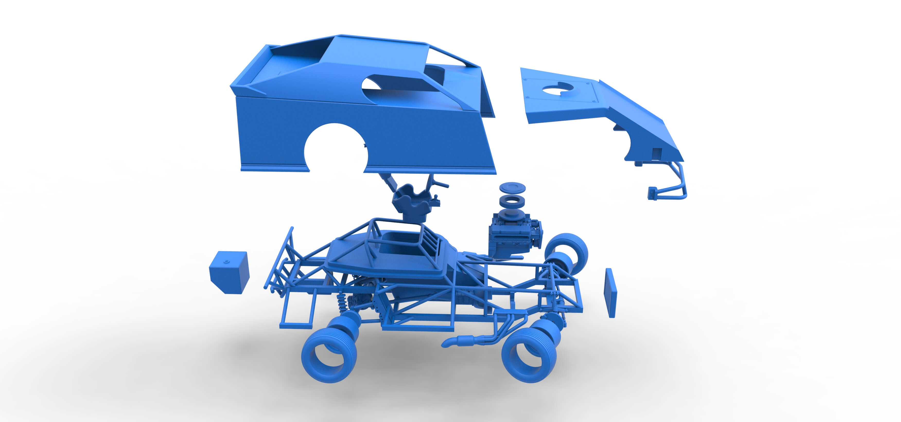 Dirt Modified Stock Car While Turning 1:25 3D Model