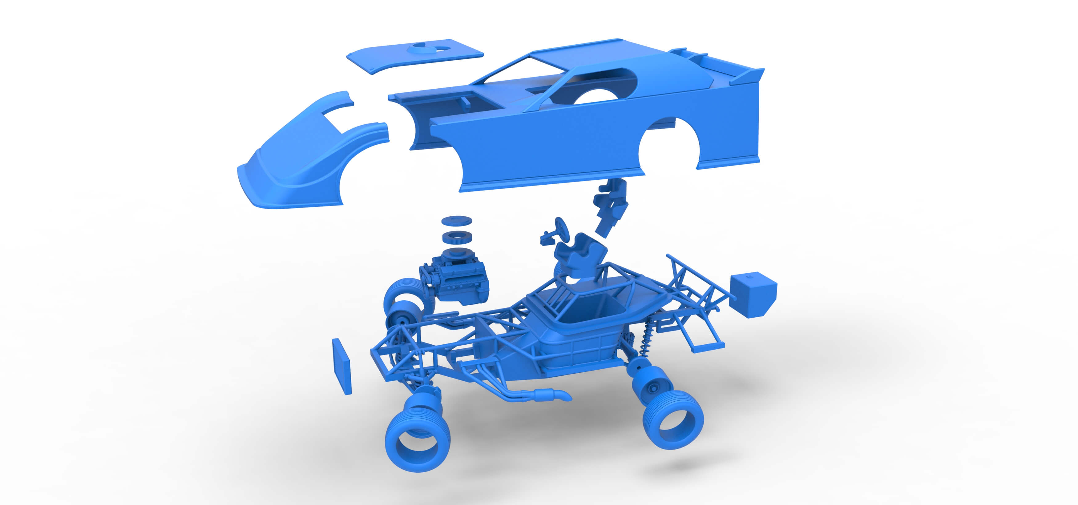 Dirt Modified Super Stock Car While Turning 1:25 3D Model
