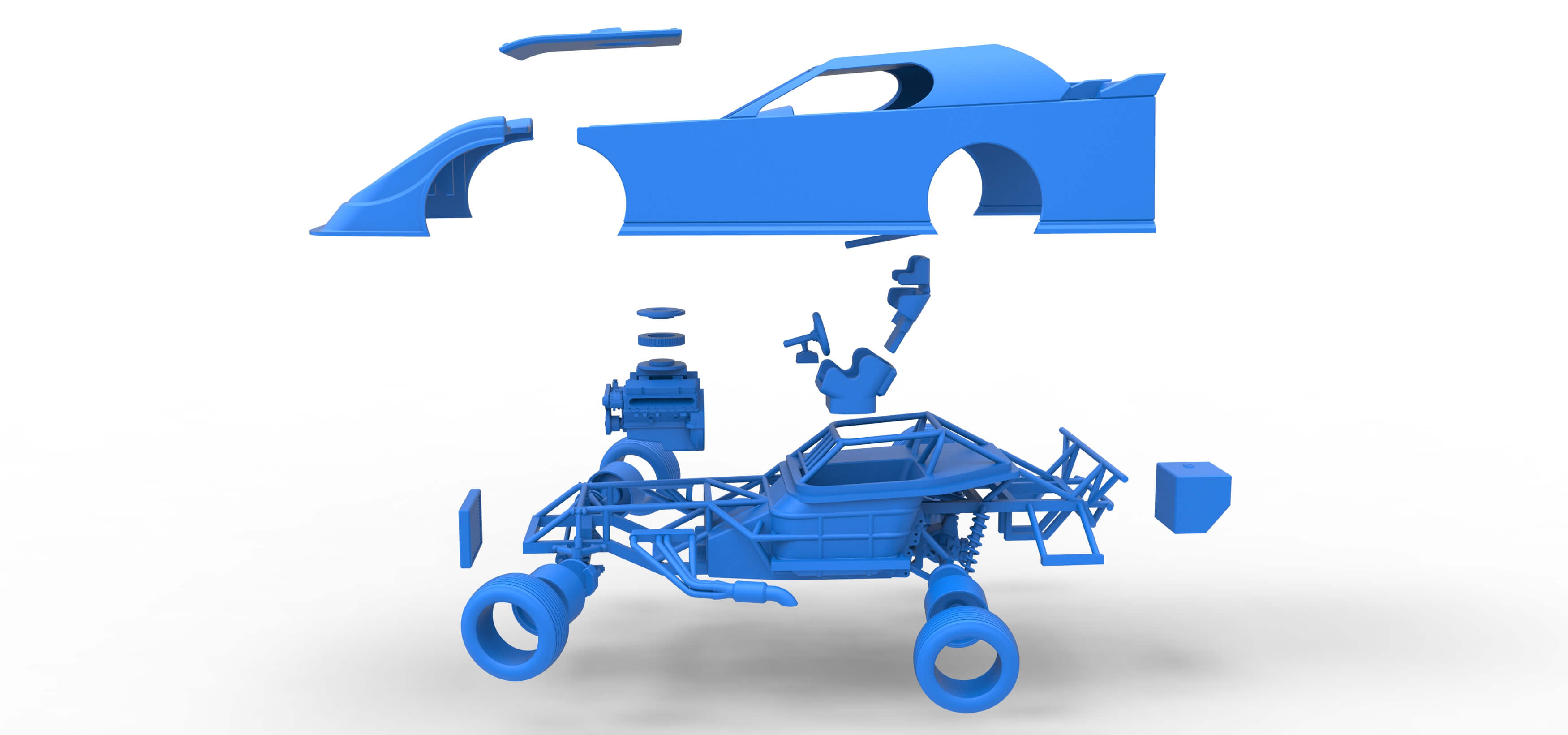Dirt Modified Super Stock Car While Turning 1:25 3D Model