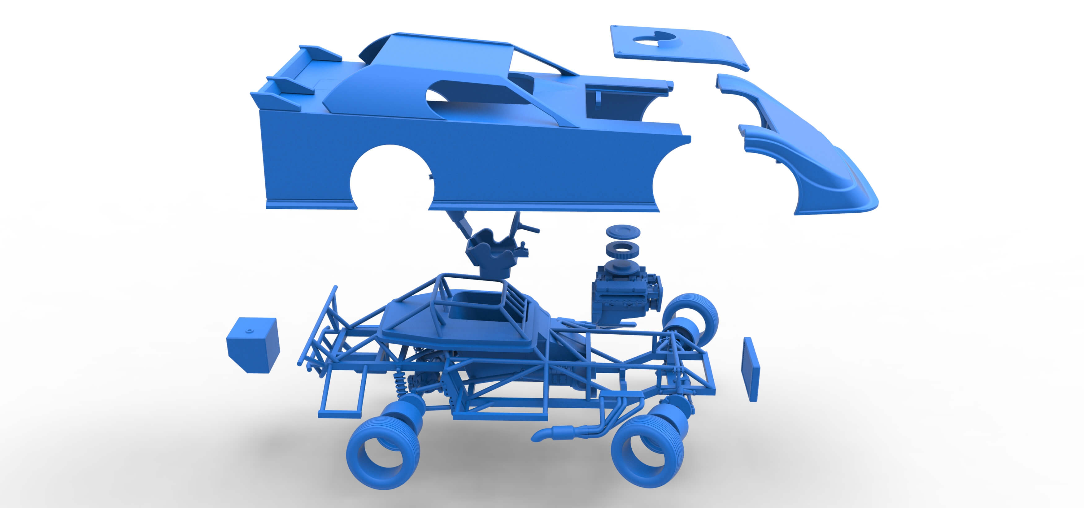 Dirt Modified Super Stock Car While Turning 1:25 3D Model
