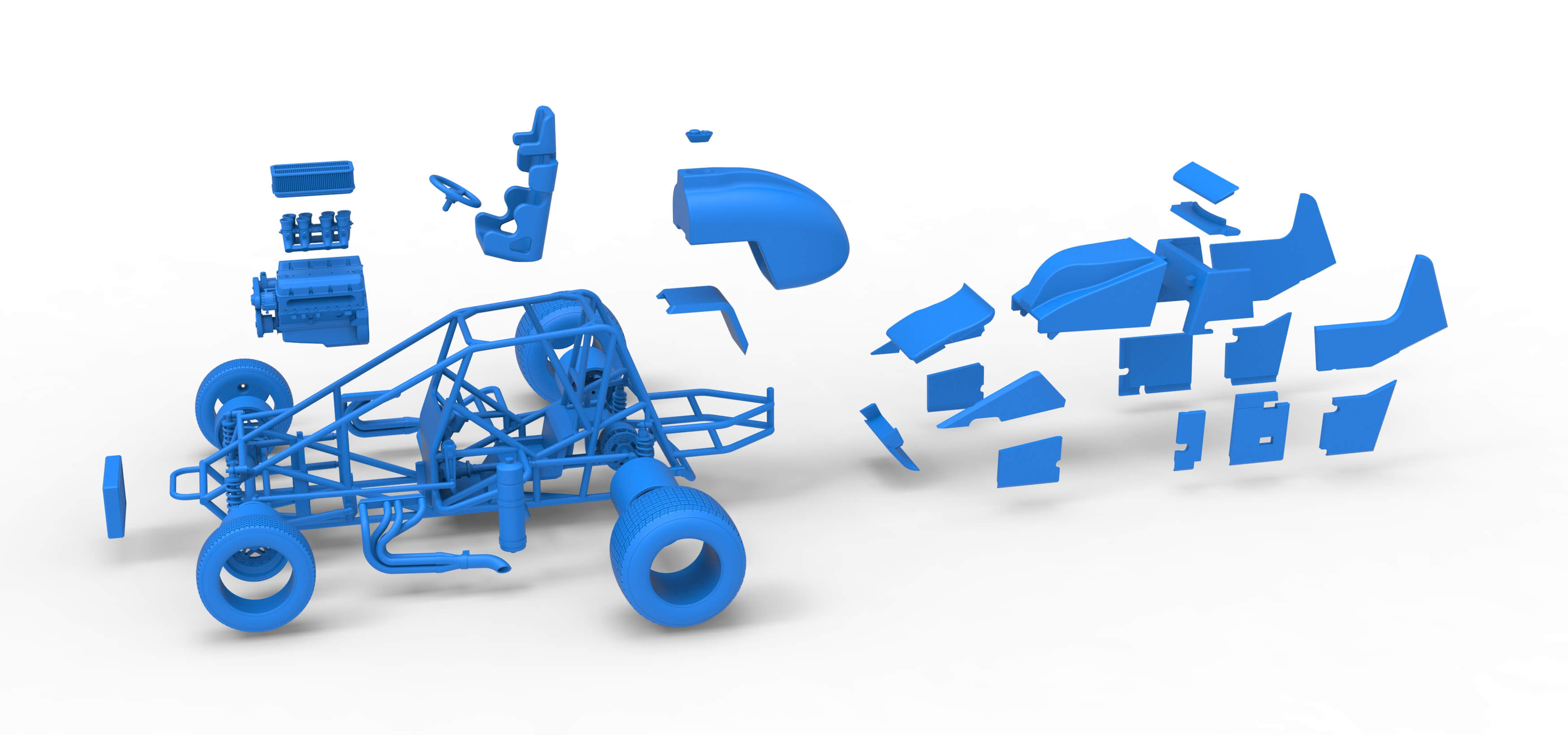 Dirt Silver Crown Car Scale 1:25 3D Model