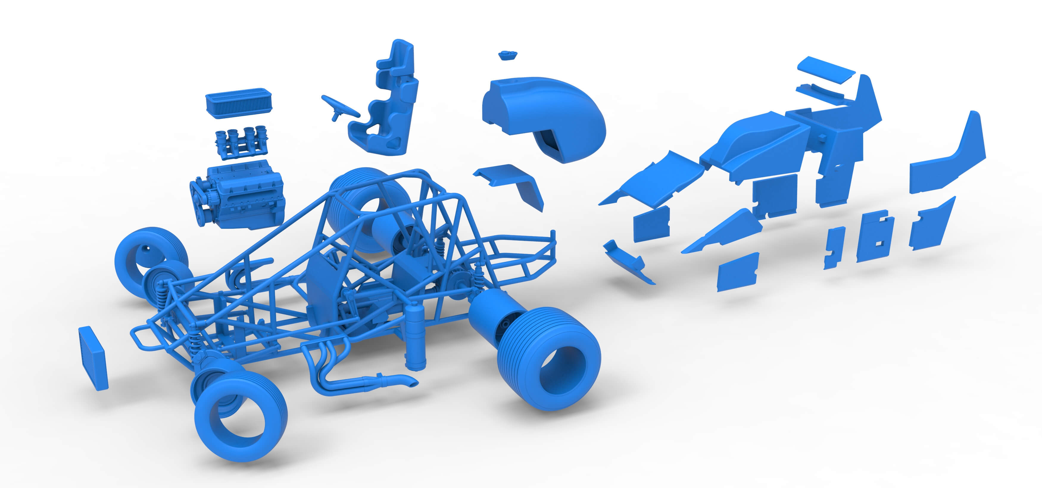 Dirt Silver Crown Car While Turning Scale 1:25 3D Model