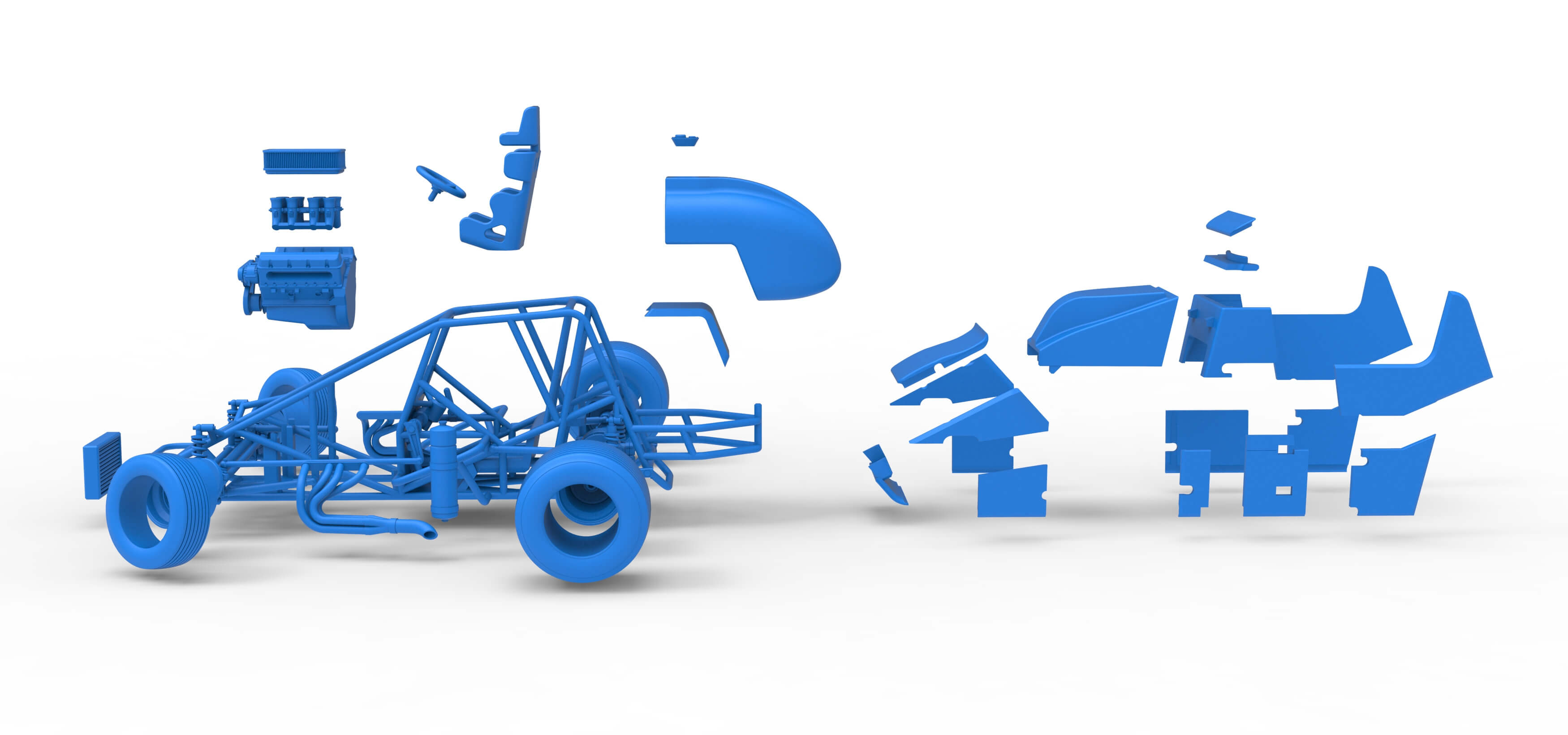 Dirt Silver Crown Car While Turning Scale 1:25 3D Model