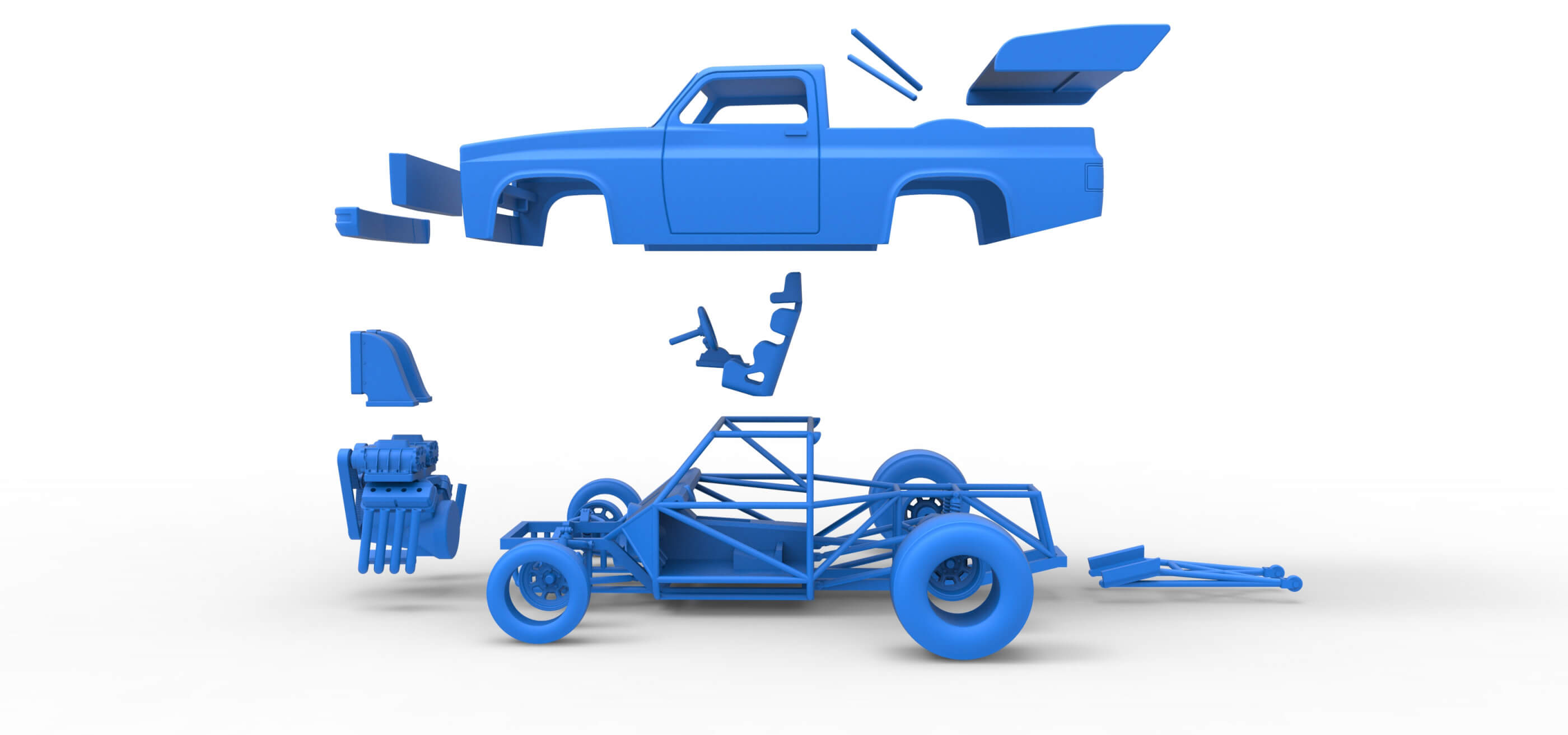 Dragster Truck 1:25 3D Model