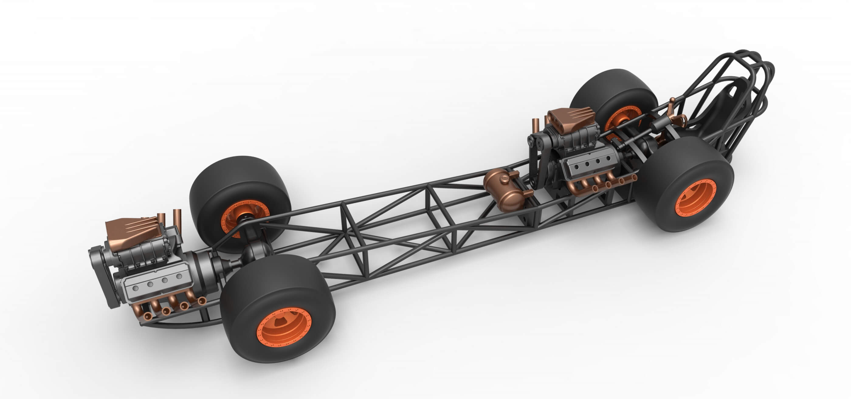 Front Engine AWD Dragster 1:25 3D Model