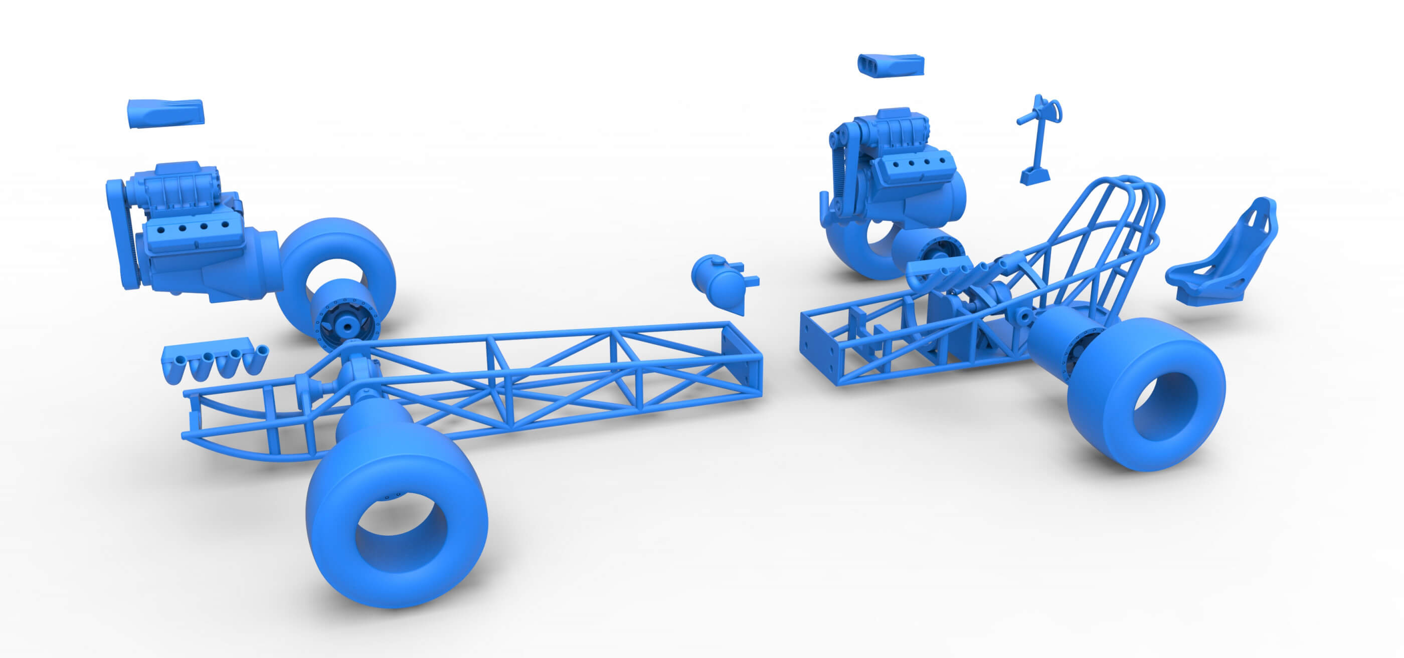 Front Engine AWD Dragster 1:25 3D Model