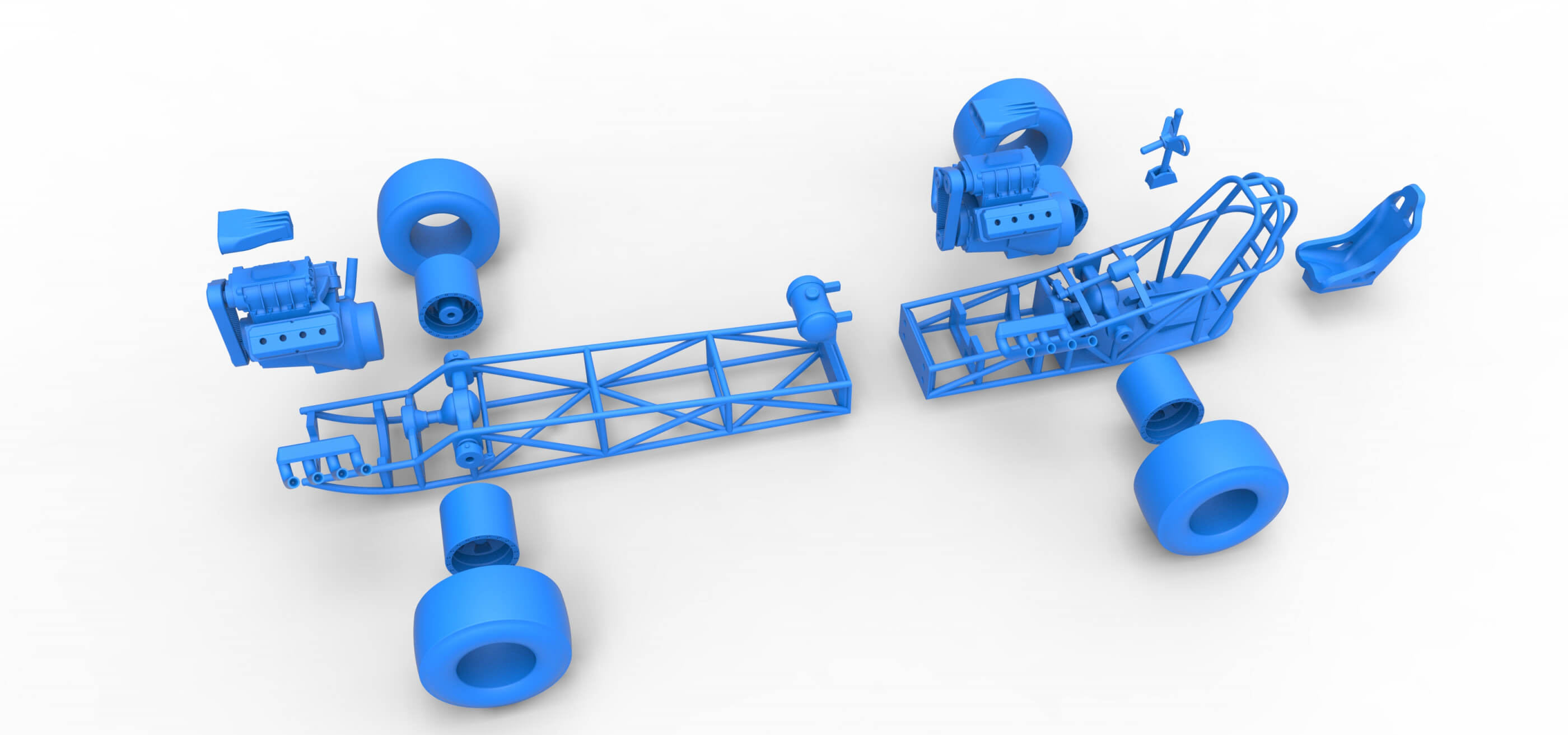 Front Engine AWD Dragster 1:25 3D Model