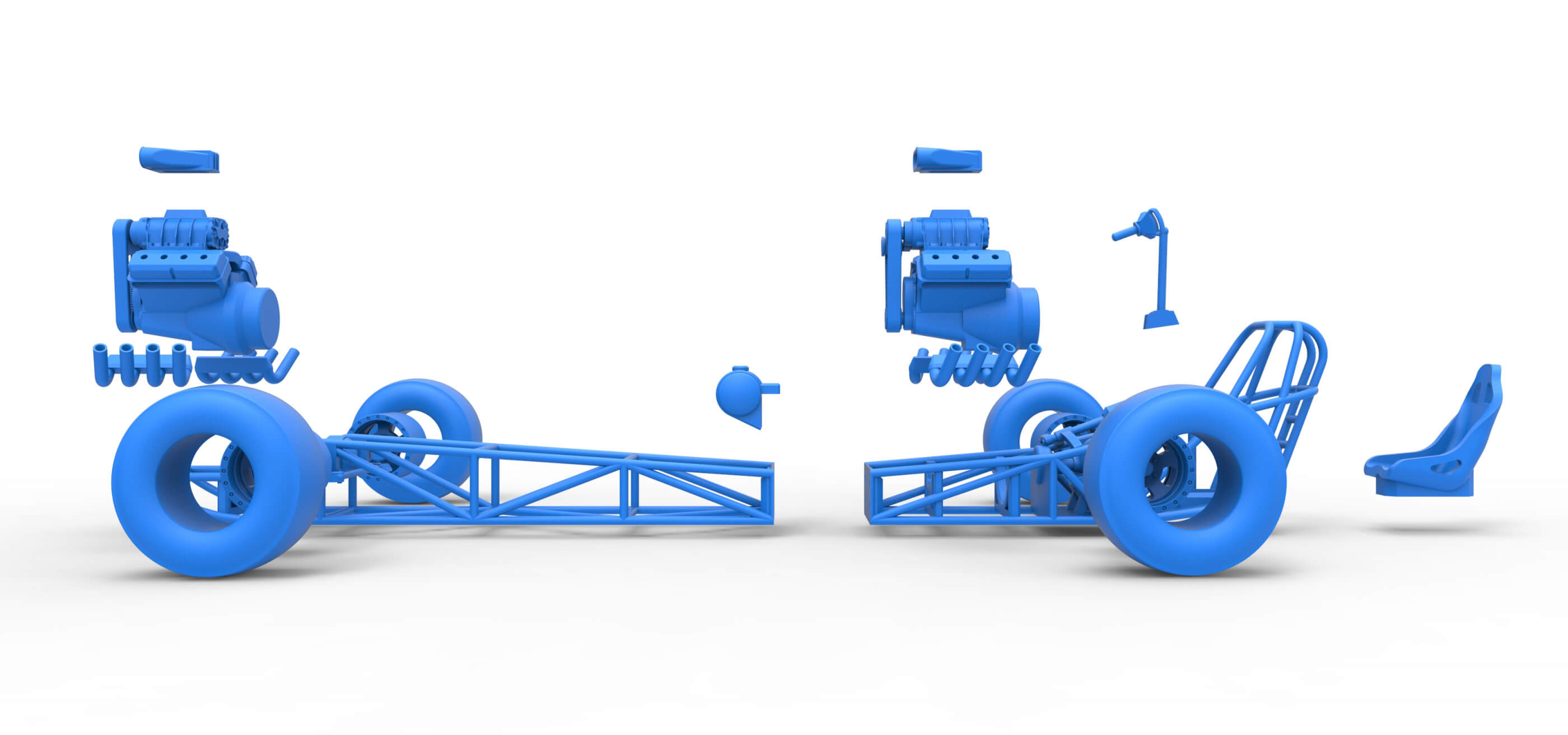 Front Engine AWD Dragster 1:25 3D Model