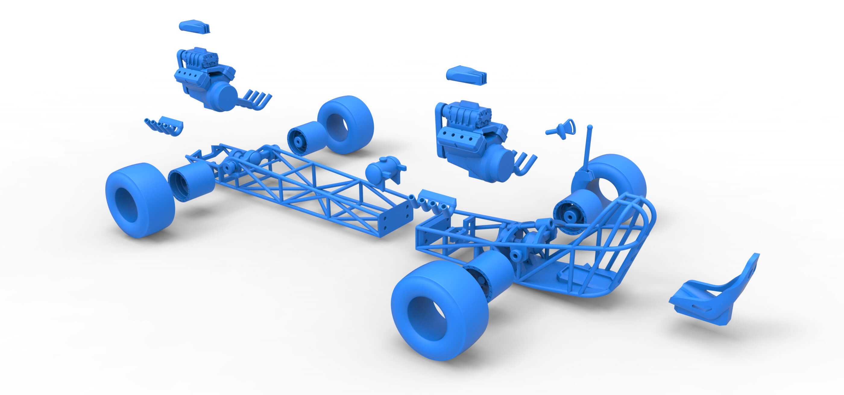 Front Engine AWD Dragster 1:25 3D Model