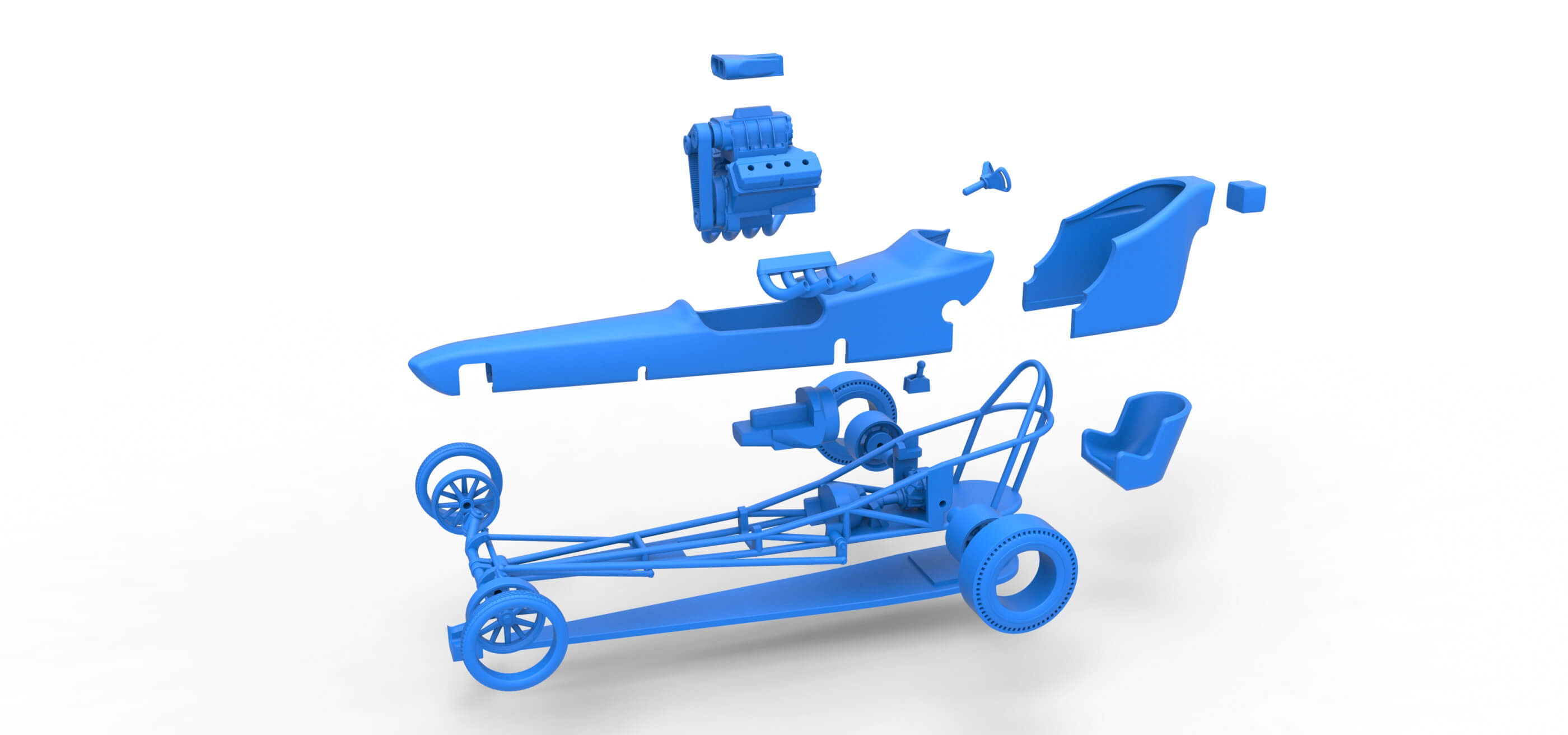 Front Engine Dragster V8 1:25 3D Model