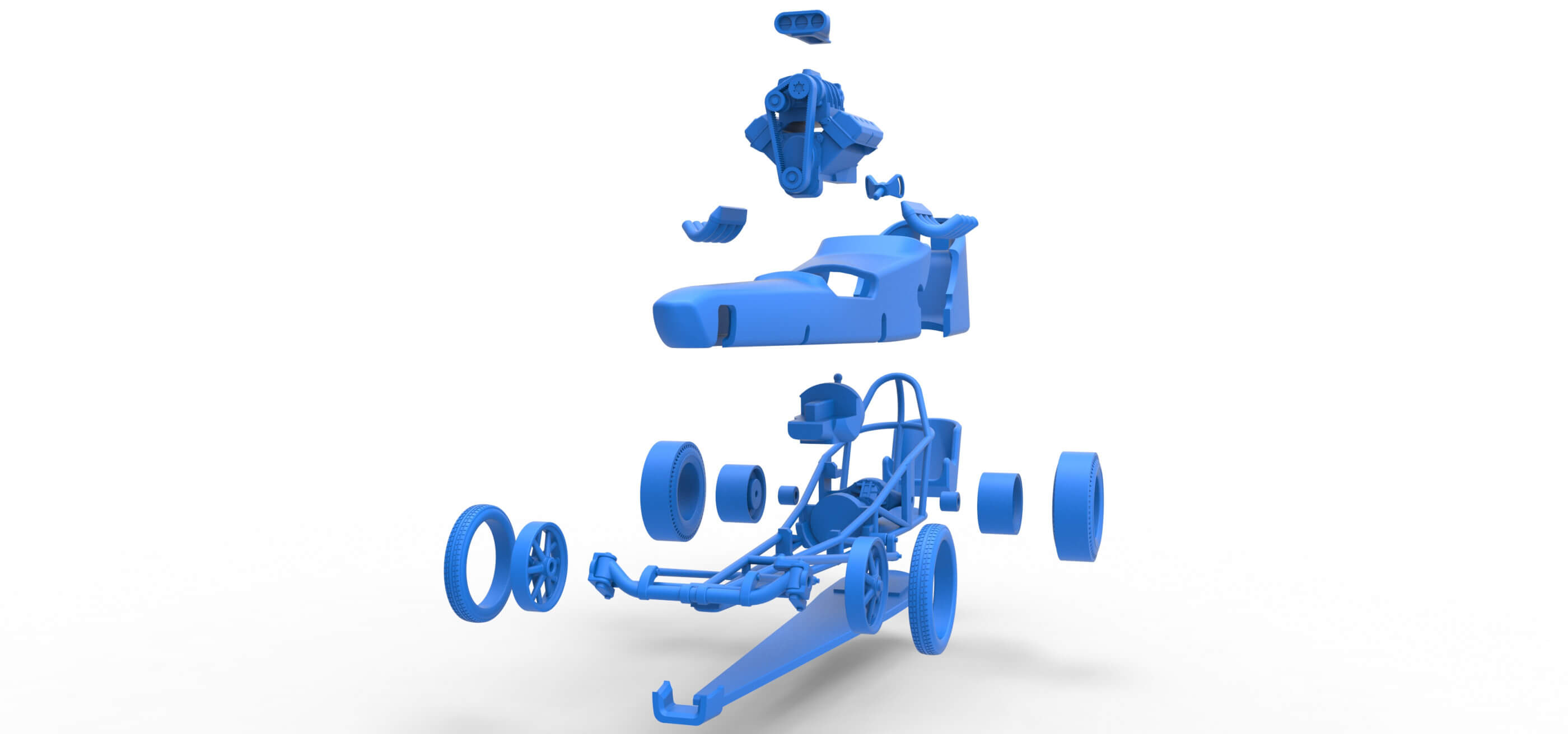Front Engine Dragster V8 1:25 3D Model