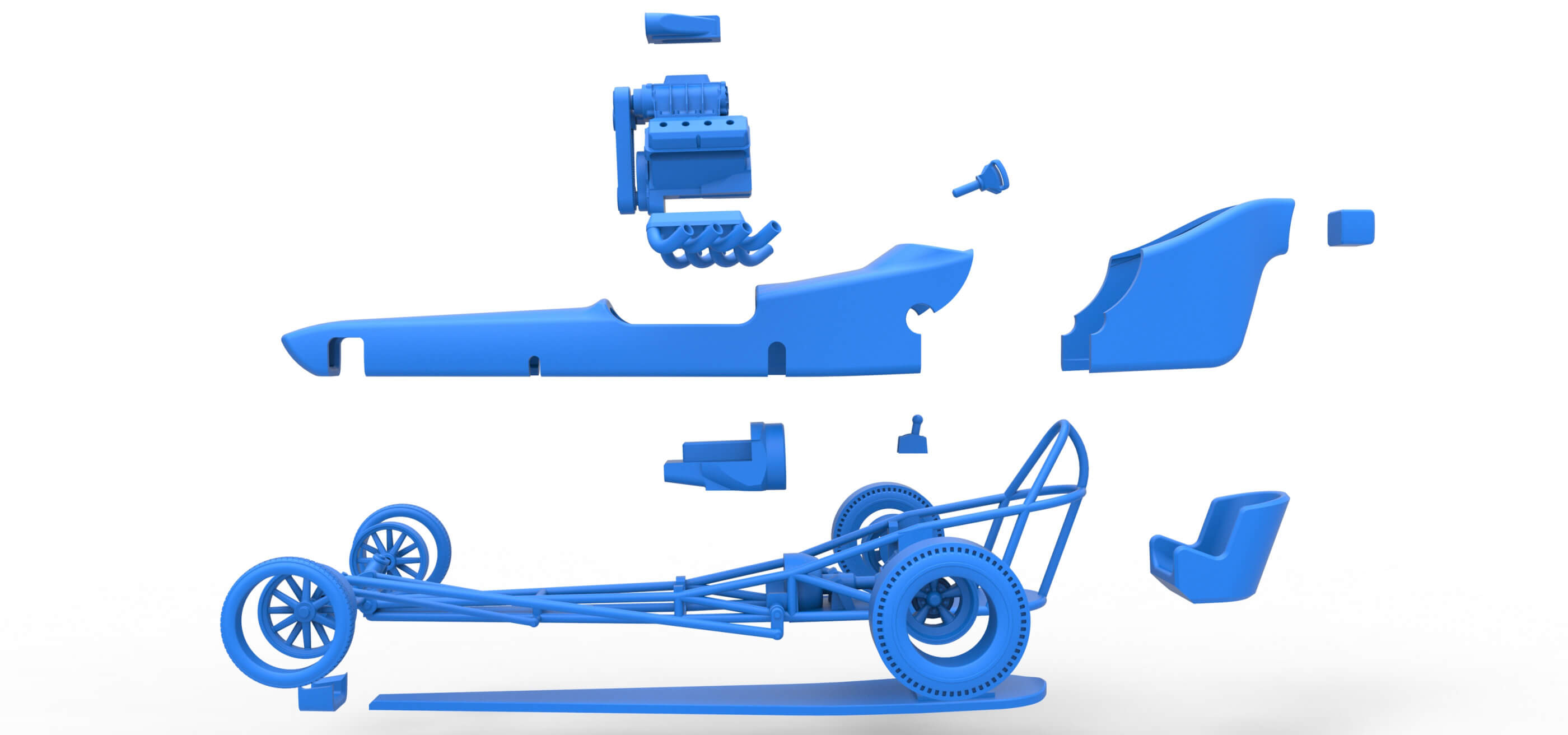 Front Engine Dragster V8 1:25 3D Model