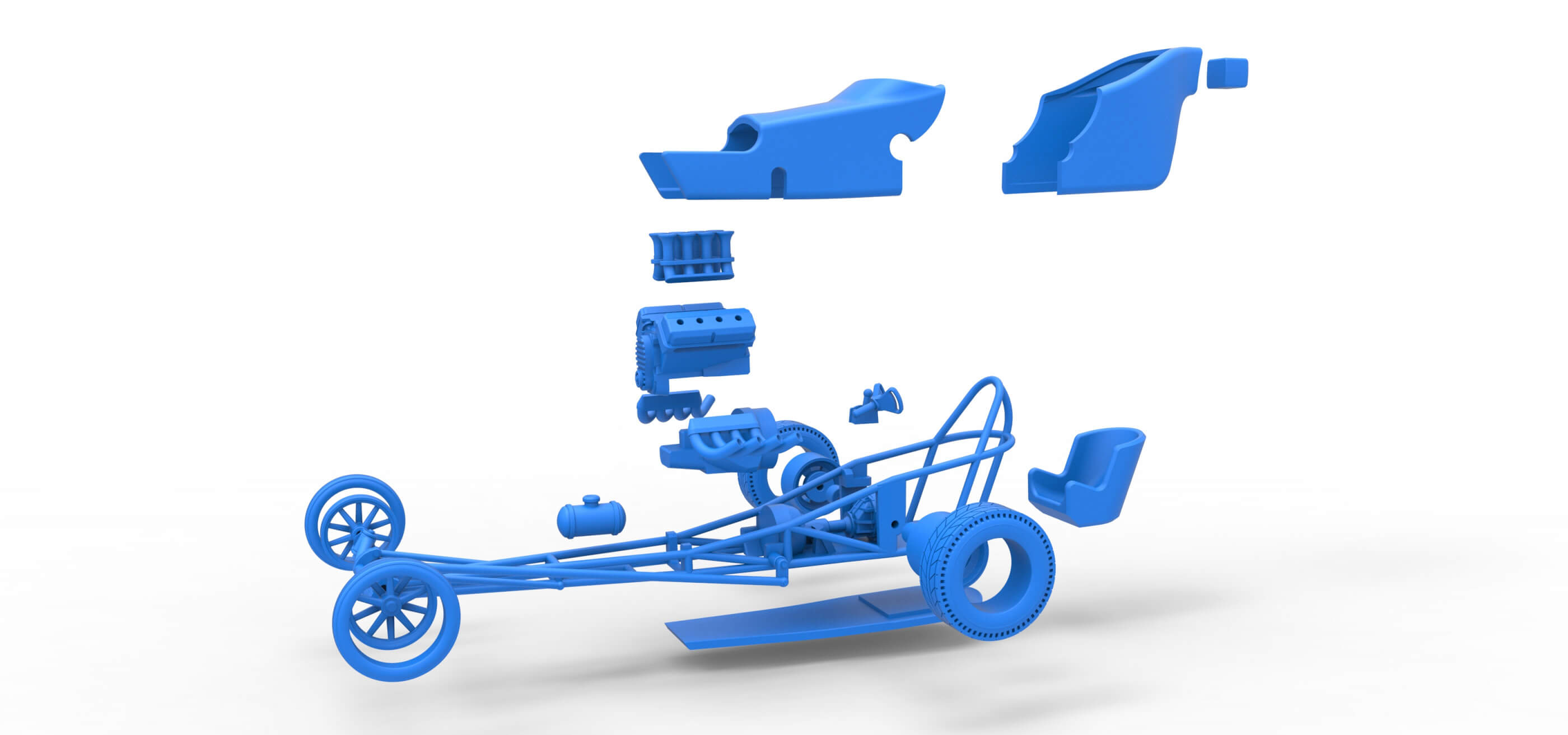 Front Engine Dragster V8 1:25 3D Model