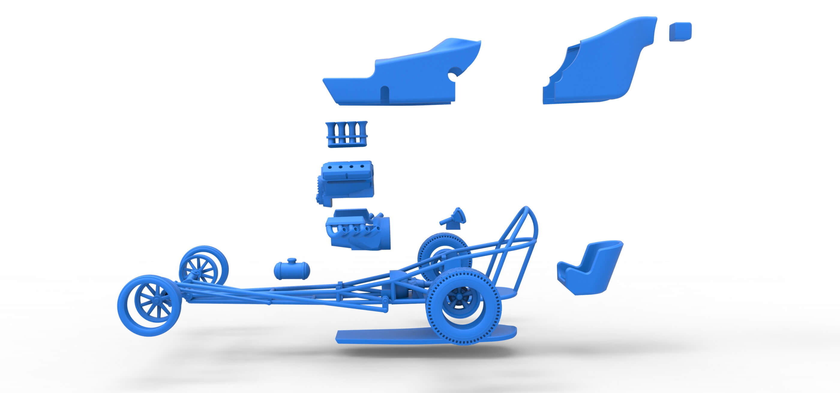 Front Engine Dragster V8 1:25 3D Model