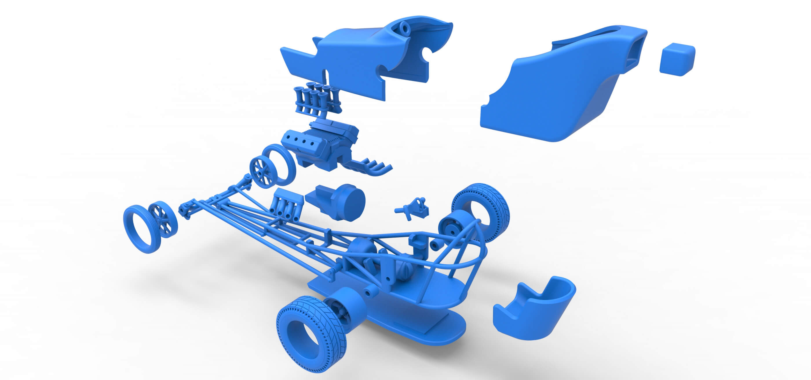Front Engine Dragster V8 1:25 3D Model