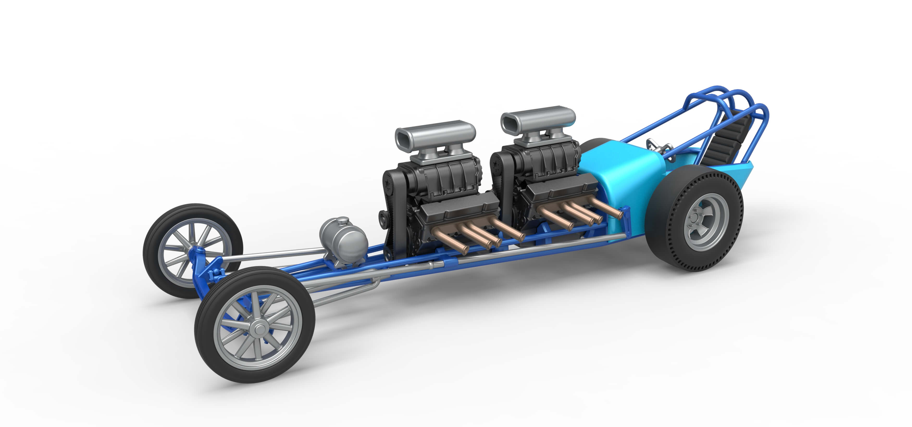 Front Engine Old School Dragster With 2 V8 Version 2 1:25 3D Model