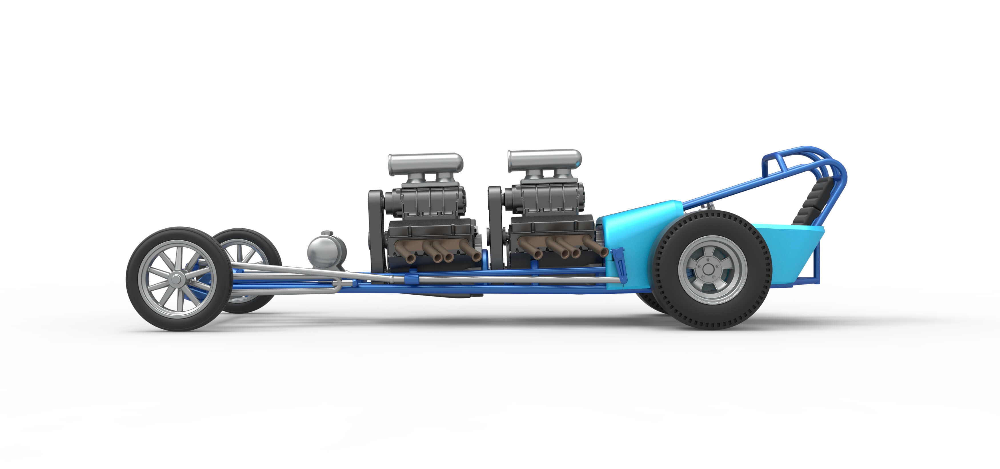 Front Engine Old School Dragster With 2 V8 Version 2 1:25 3D Model
