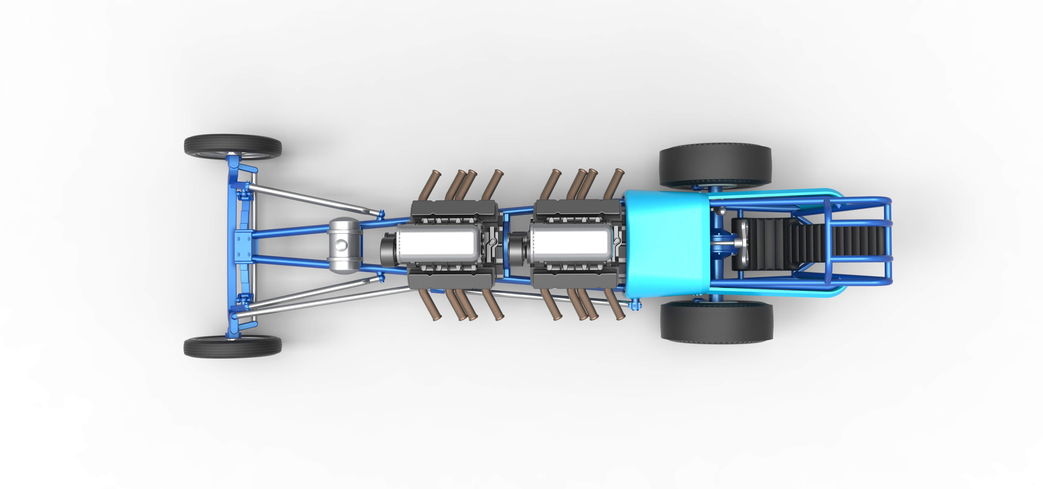 Front Engine Old School Dragster With 2 V8 Version 2 1:25 3D Model
