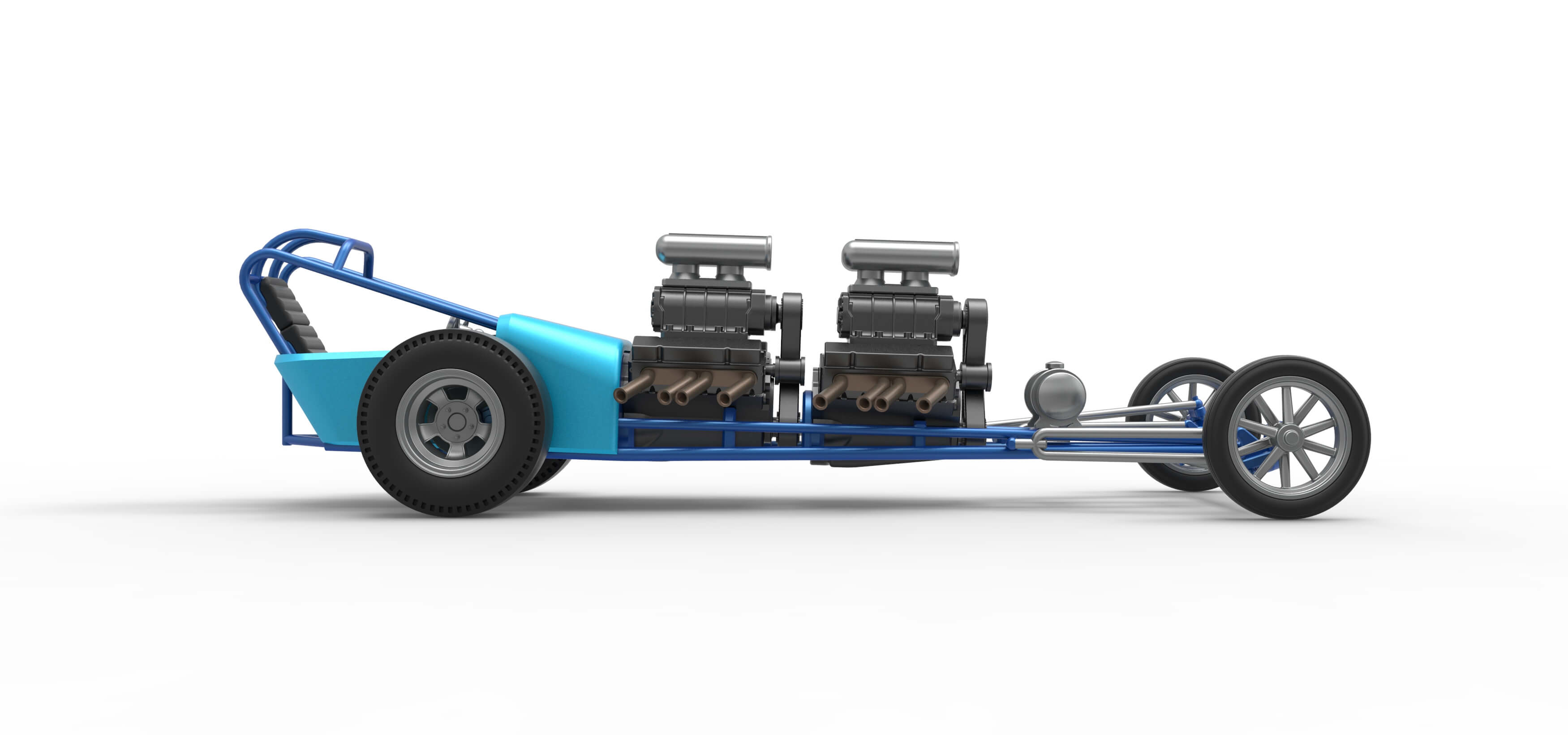 Front Engine Old School Dragster With 2 V8 Version 2 1:25 3D Model