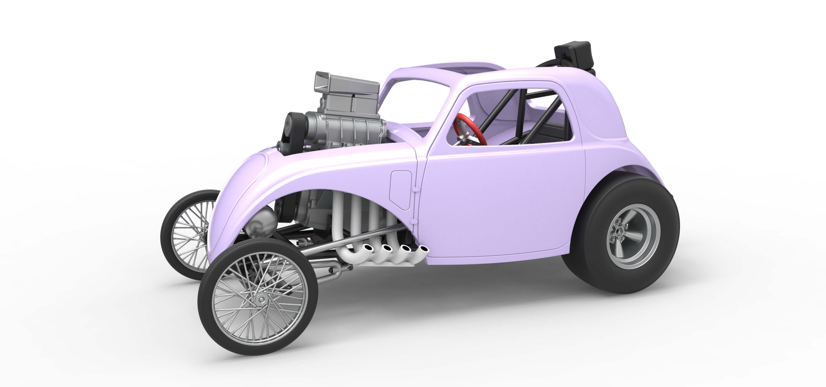 Front Engine Old School Dragster With Shell V10 Scale 1:25 3D Model