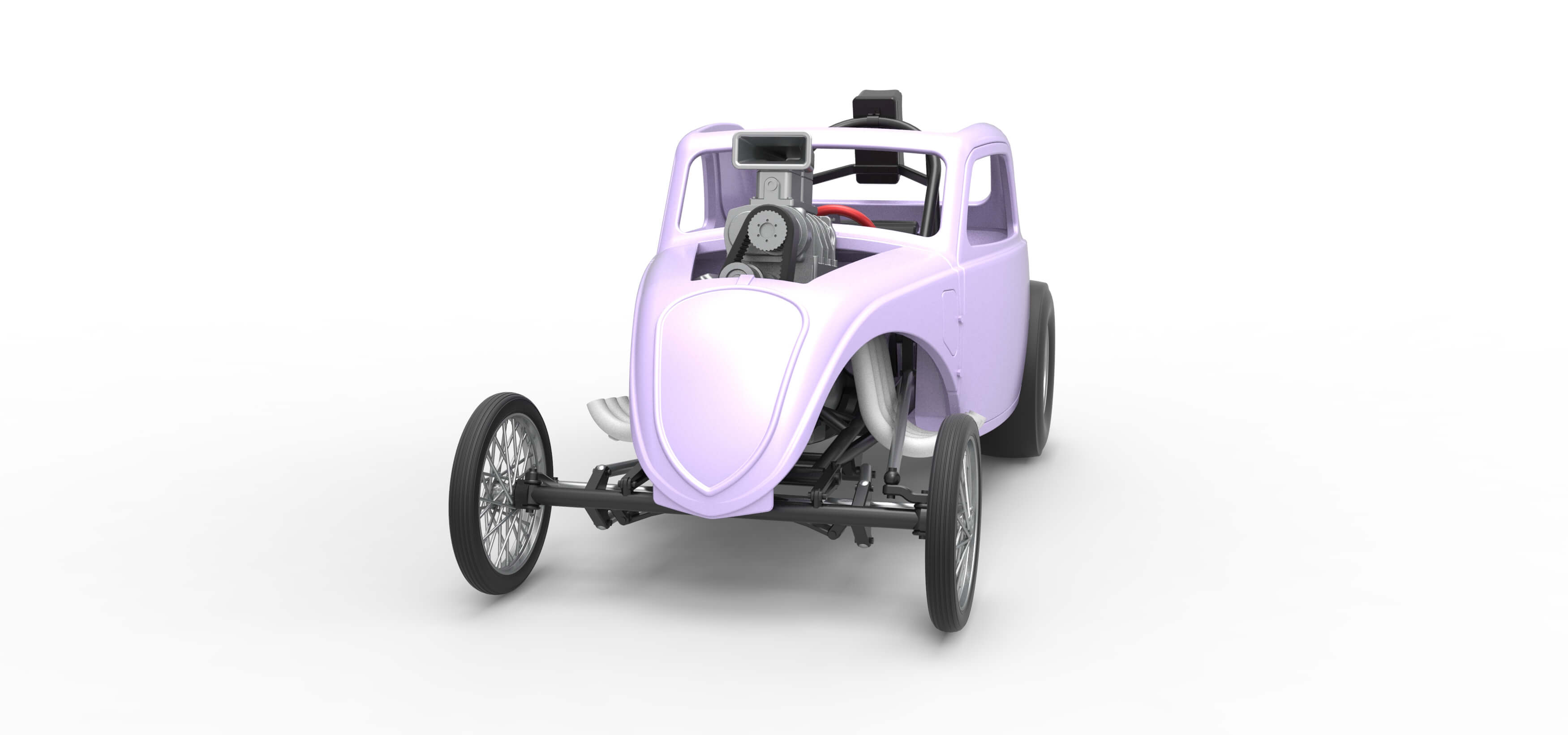 Front Engine Old School Dragster With Shell V10 Scale 1:25 3D Model