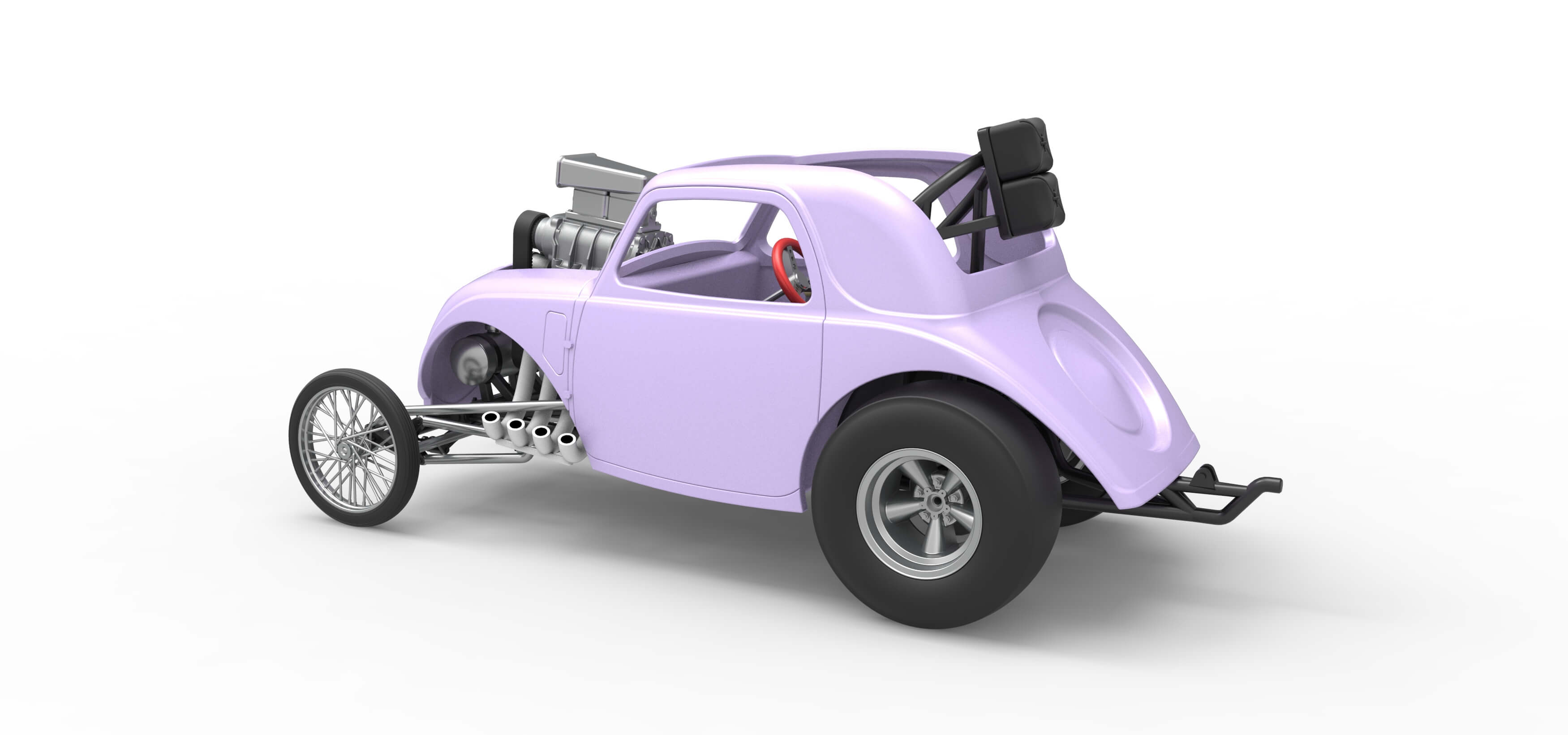 Front Engine Old School Dragster With Shell V10 Scale 1:25 3D Model
