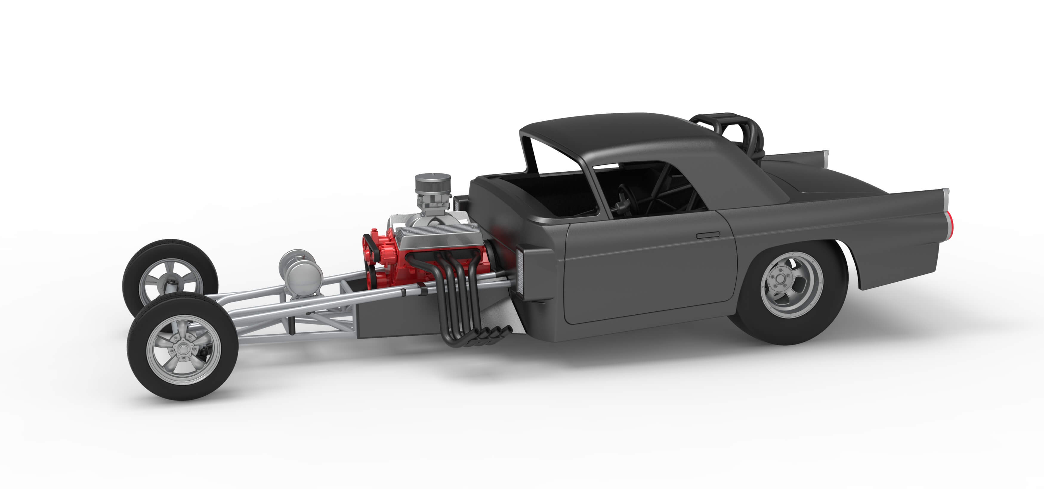 Front Engine Old School Dragster with Shell V12 Scale 1:25 3D Model