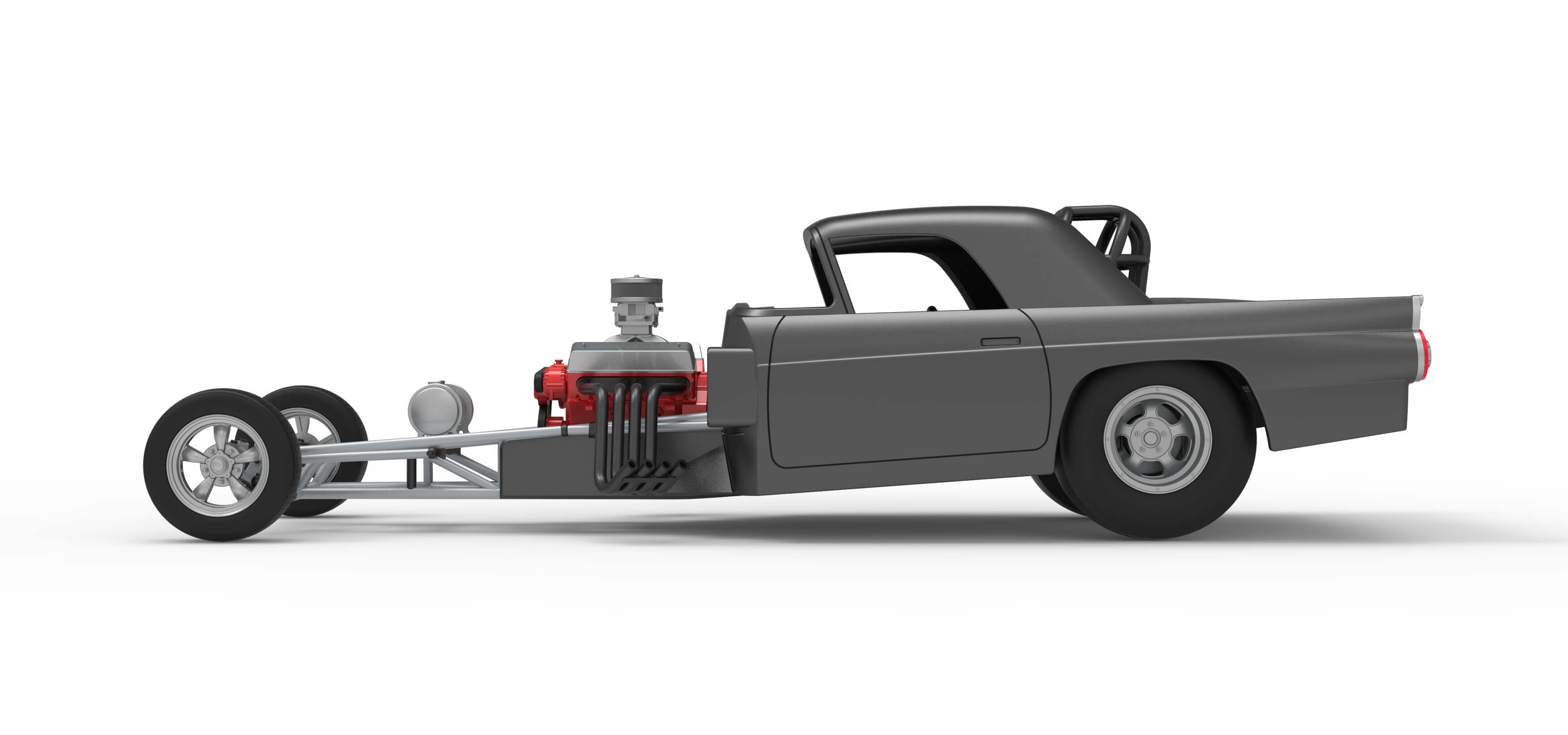 Front Engine Old School Dragster with Shell V12 Scale 1:25 3D Model