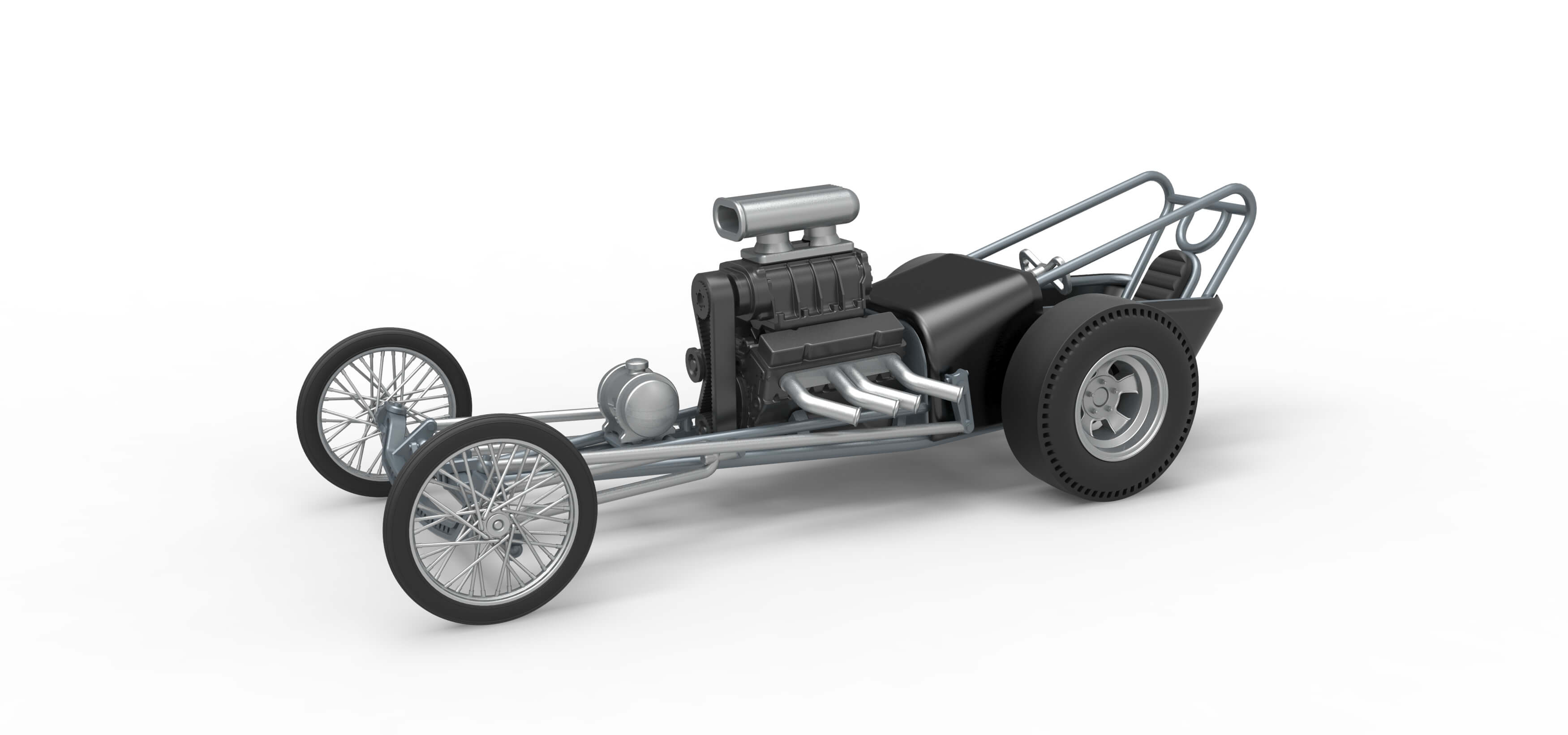 Front Engine Old School Dragster With V8 Scale 1:25 3D Model
