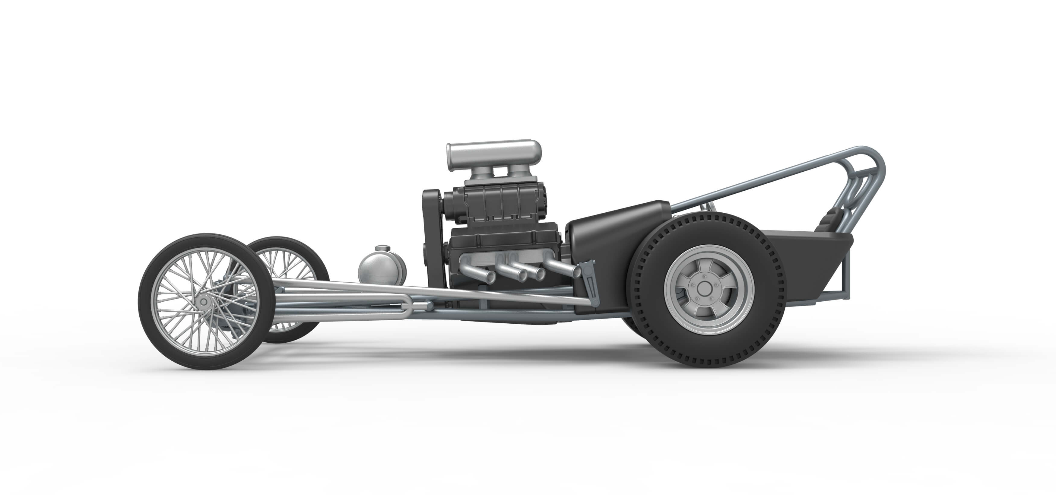Front Engine Old School Dragster With V8 Scale 1:25 3D Model