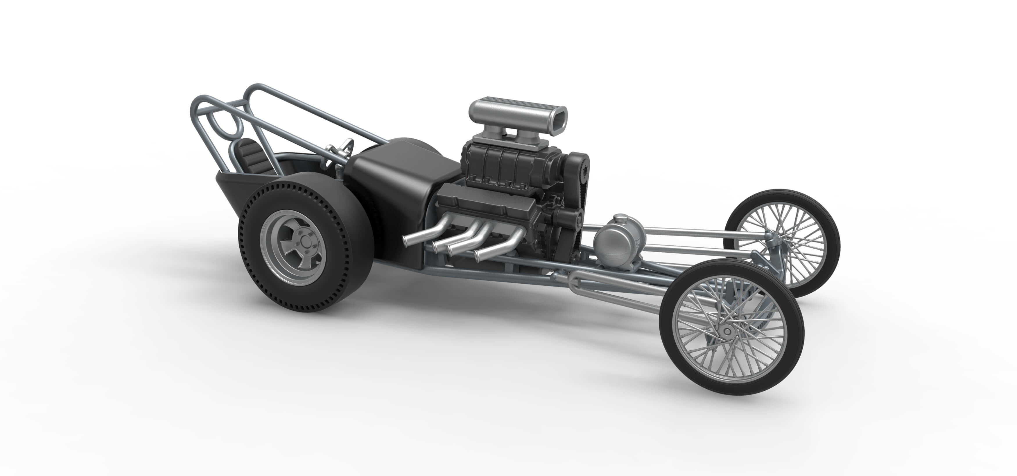 Front Engine Old School Dragster With V8 Scale 1:25 3D Model