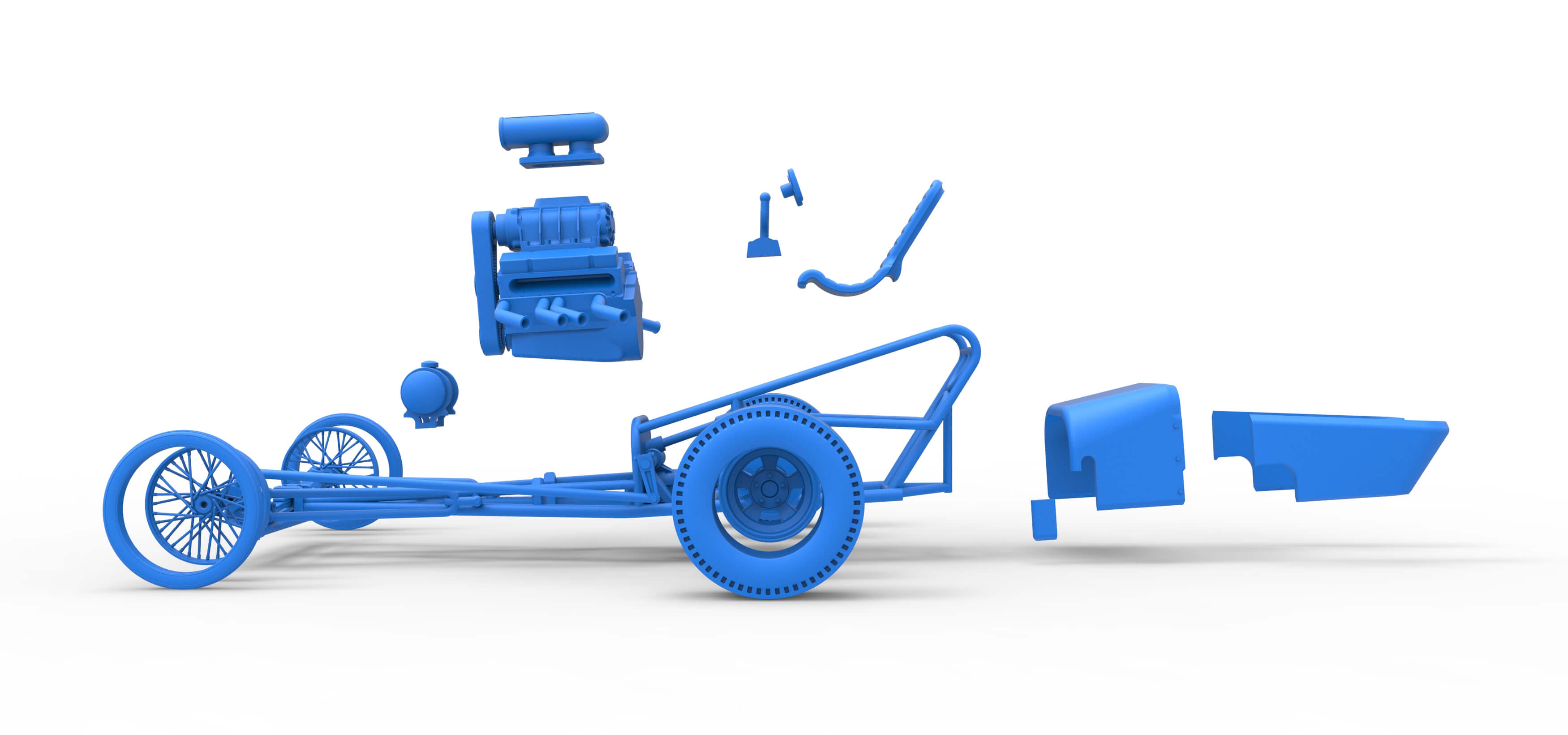 Front Engine Old School Dragster With V8 Scale 1:25 3D Model