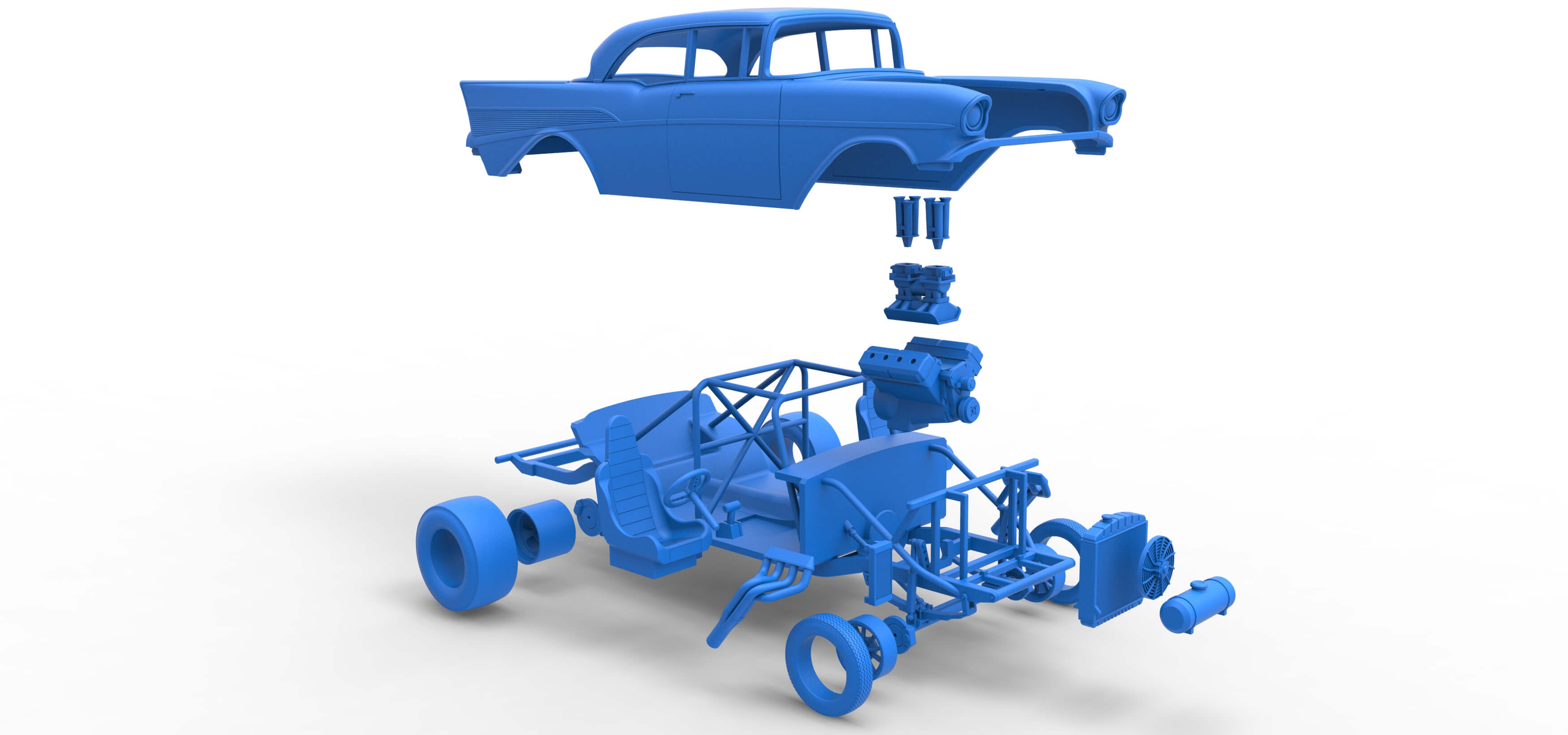 Gasser Version 2 Scale 1:25 3D Model 1957 Chevy