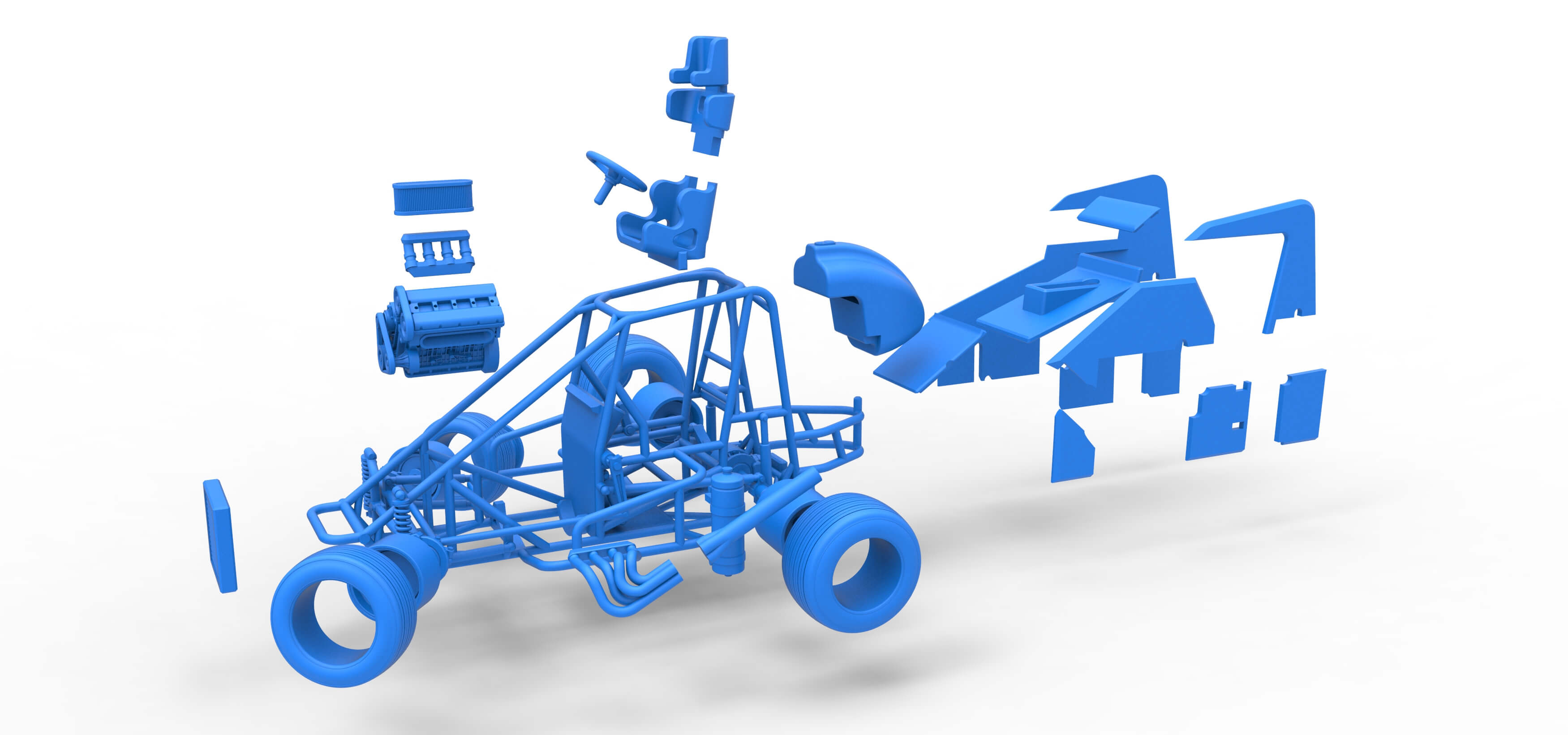 Midget Car While Turning Scale 1:25 3D Model